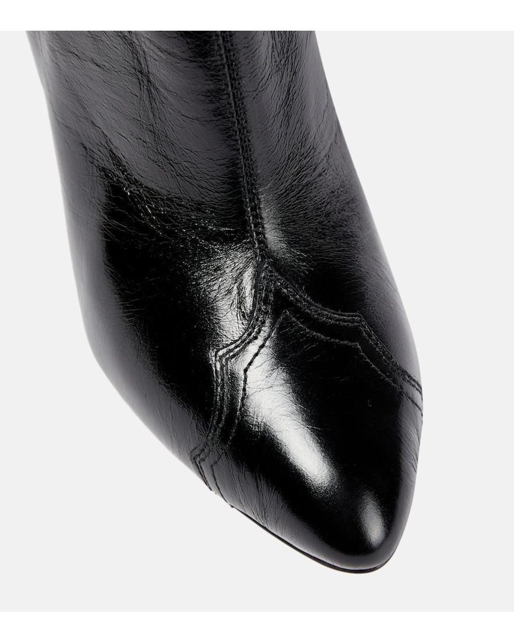 Isabel Marant Black Dytho Crinkled Leather Ankle Boots