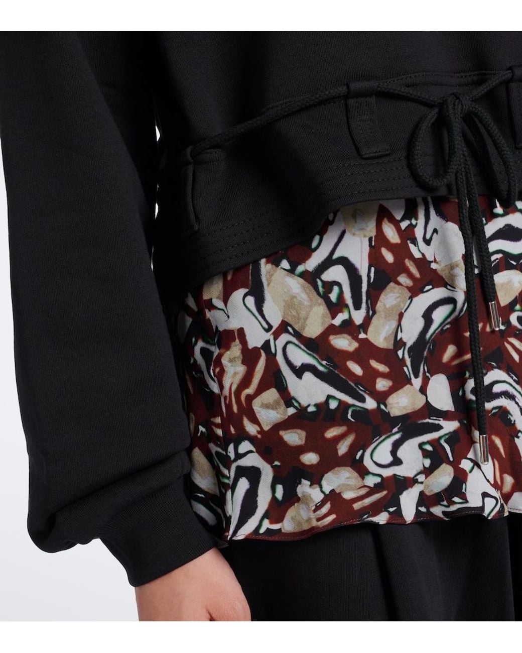 Dries Van Noten Black Cropped Cotton Jersey Sweatshirt