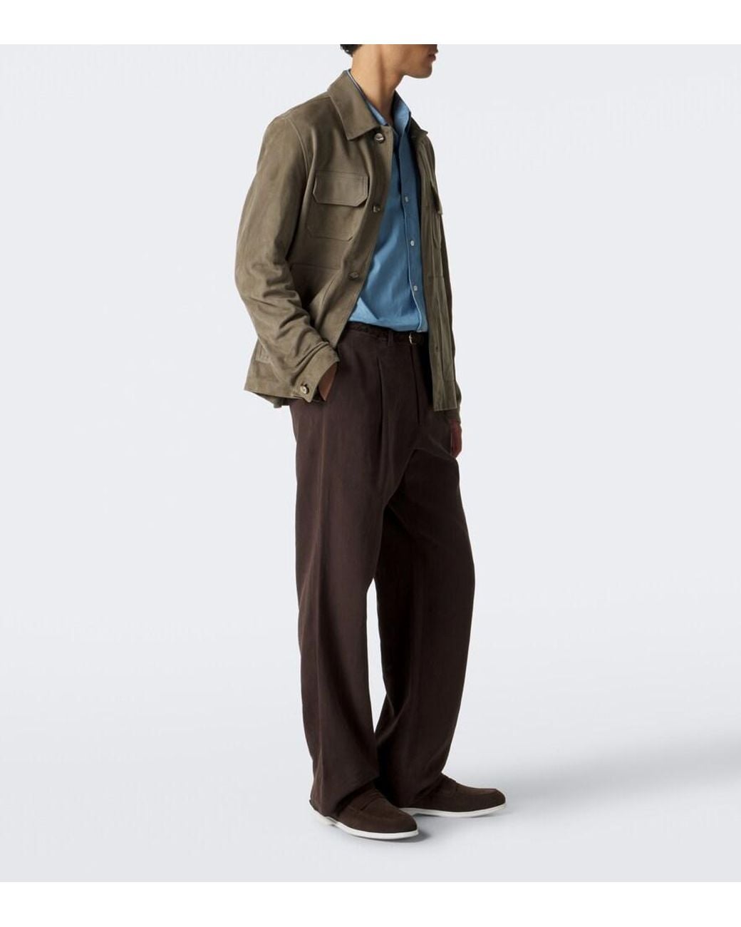Kiton Brown Suede Penny Loafers for men