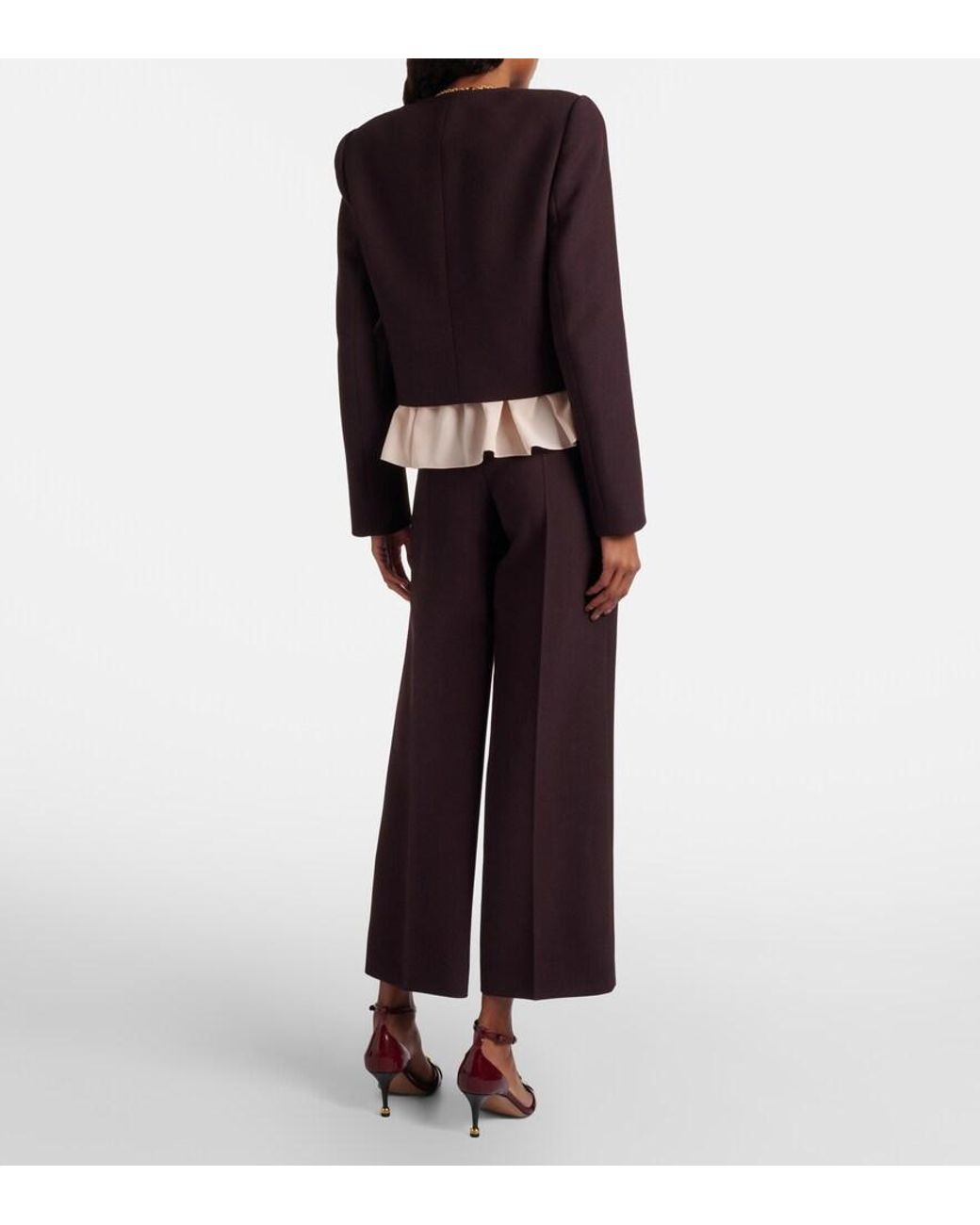 Chloé Purple High-Rise Virgin Wool Wide-Leg Pants