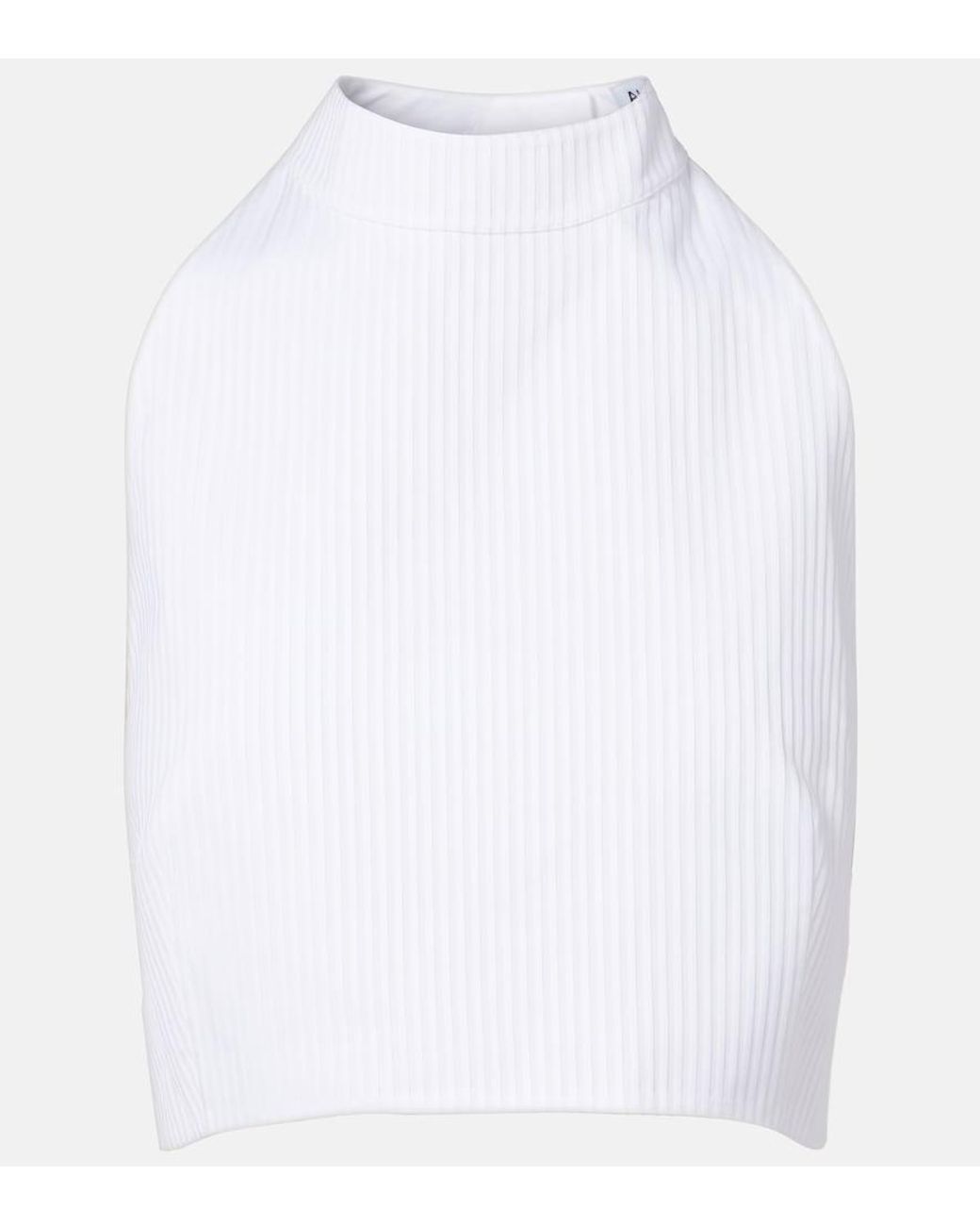 Alaïa White Ribbed Halterneck Cotton Top