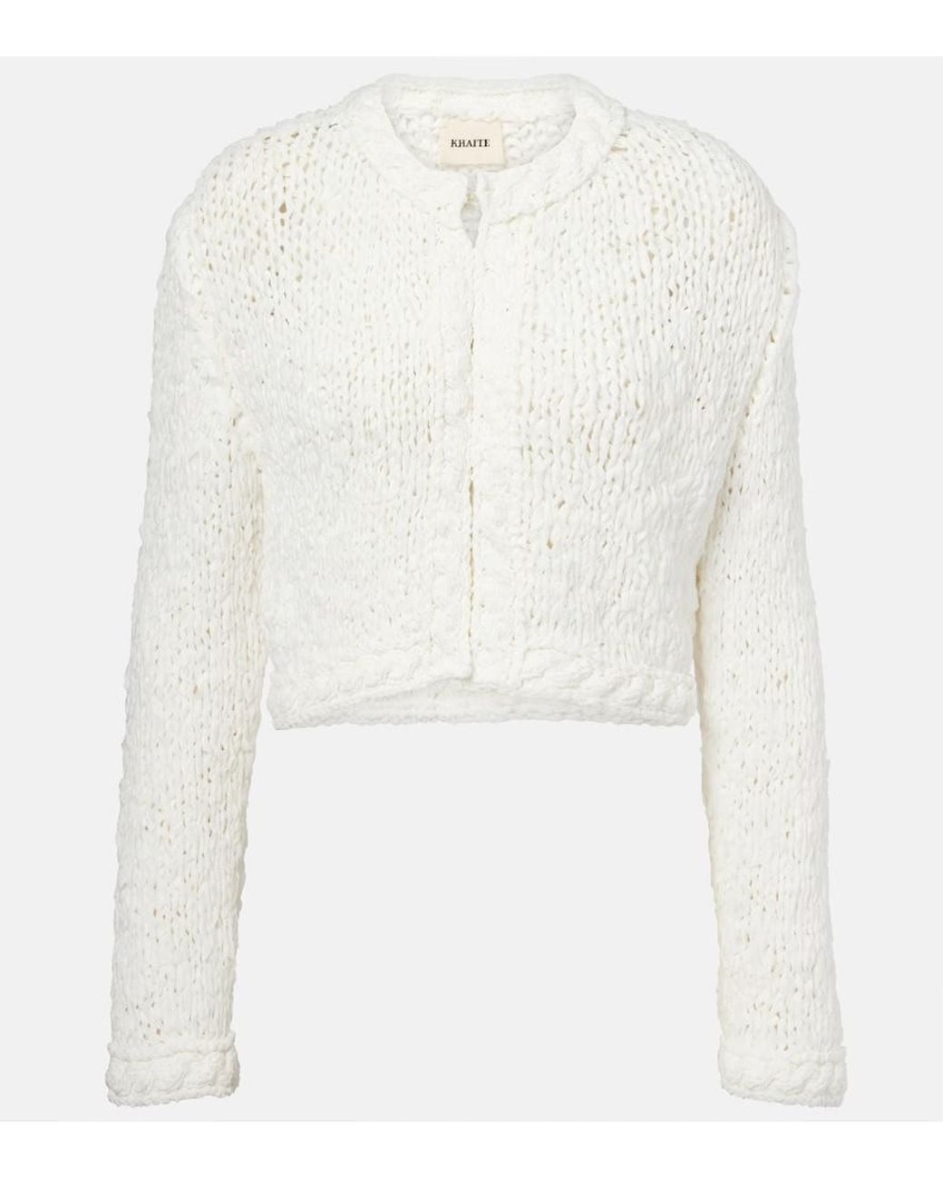 Khaite White Genevieve Open-Knit Cardigan
