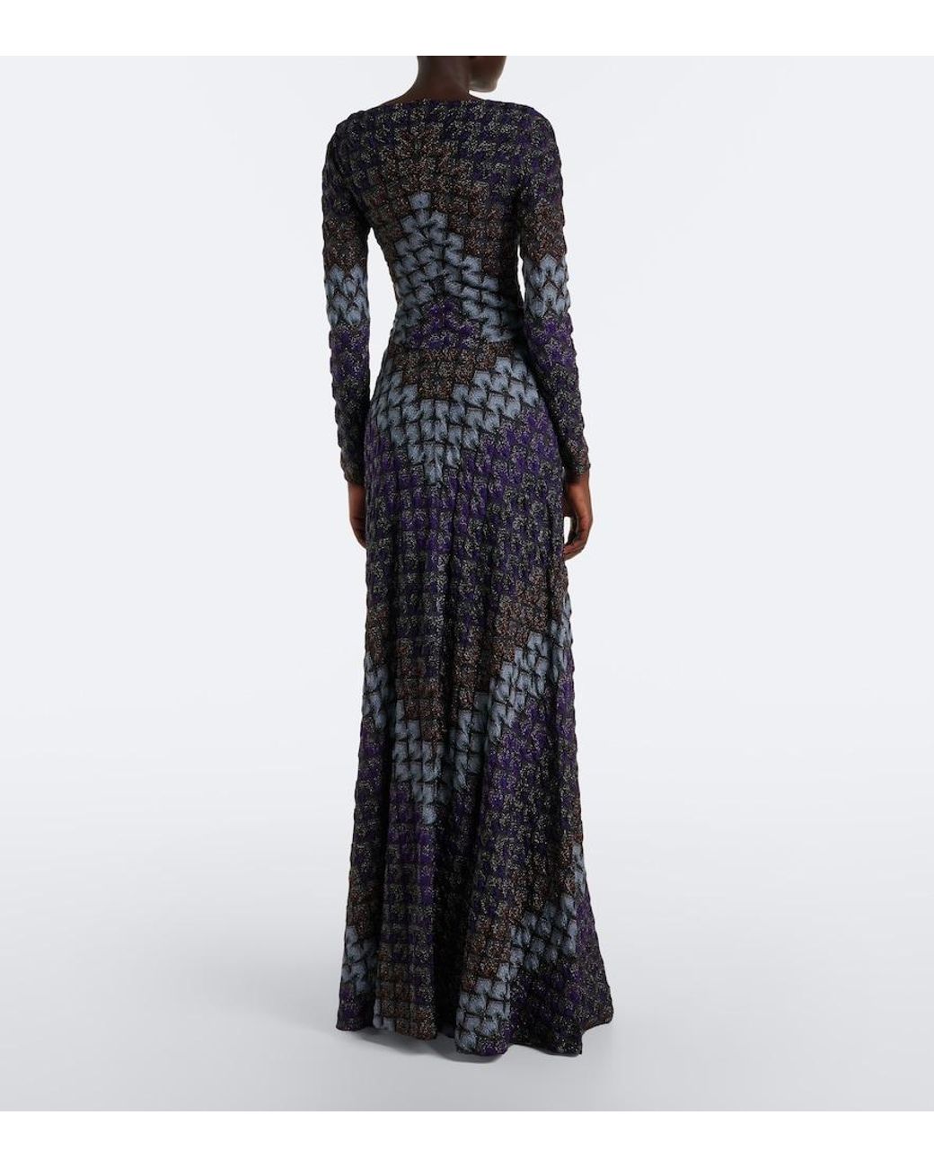 Missoni Blue Knitted Lame Gown