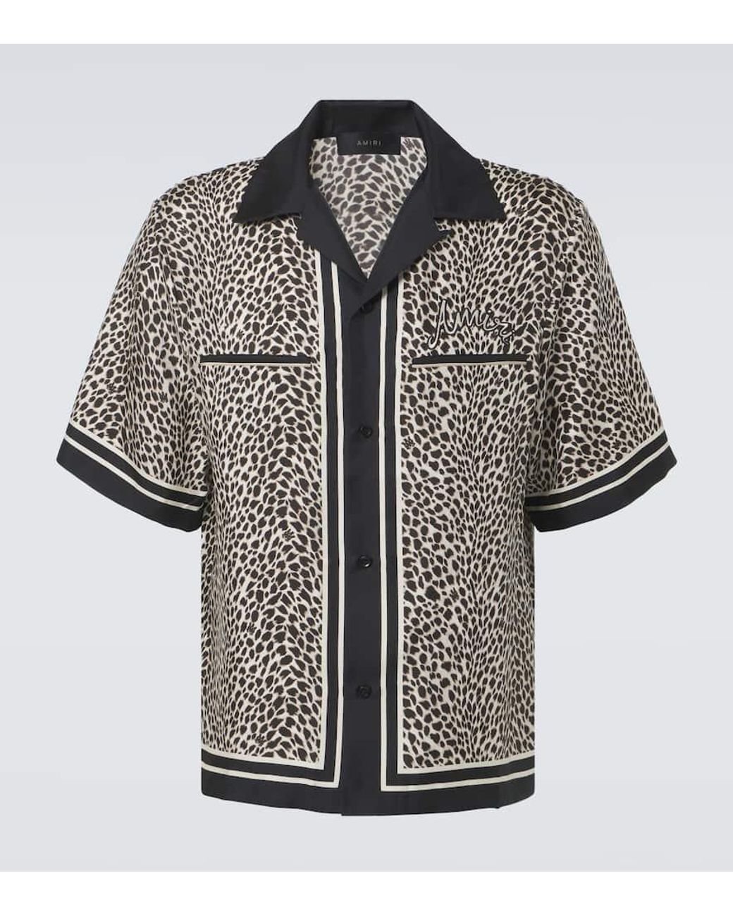 Amiri Ma Leopard-Print Silk Bowling Shirt in Black for Men | Lyst