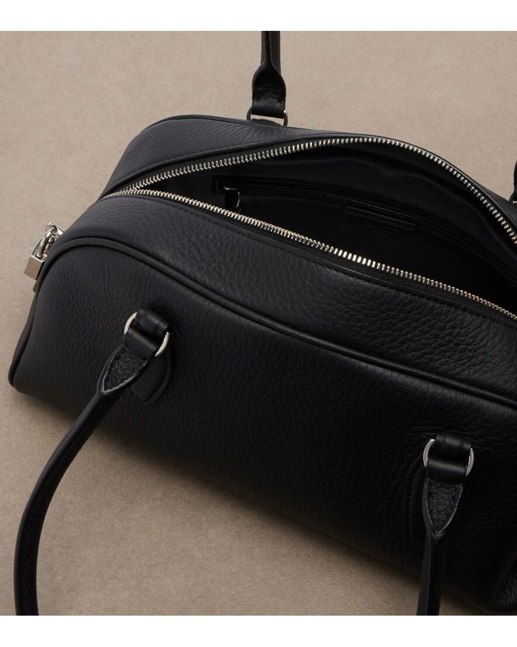 The Row Black India E/W Small Leather Bowling Bag