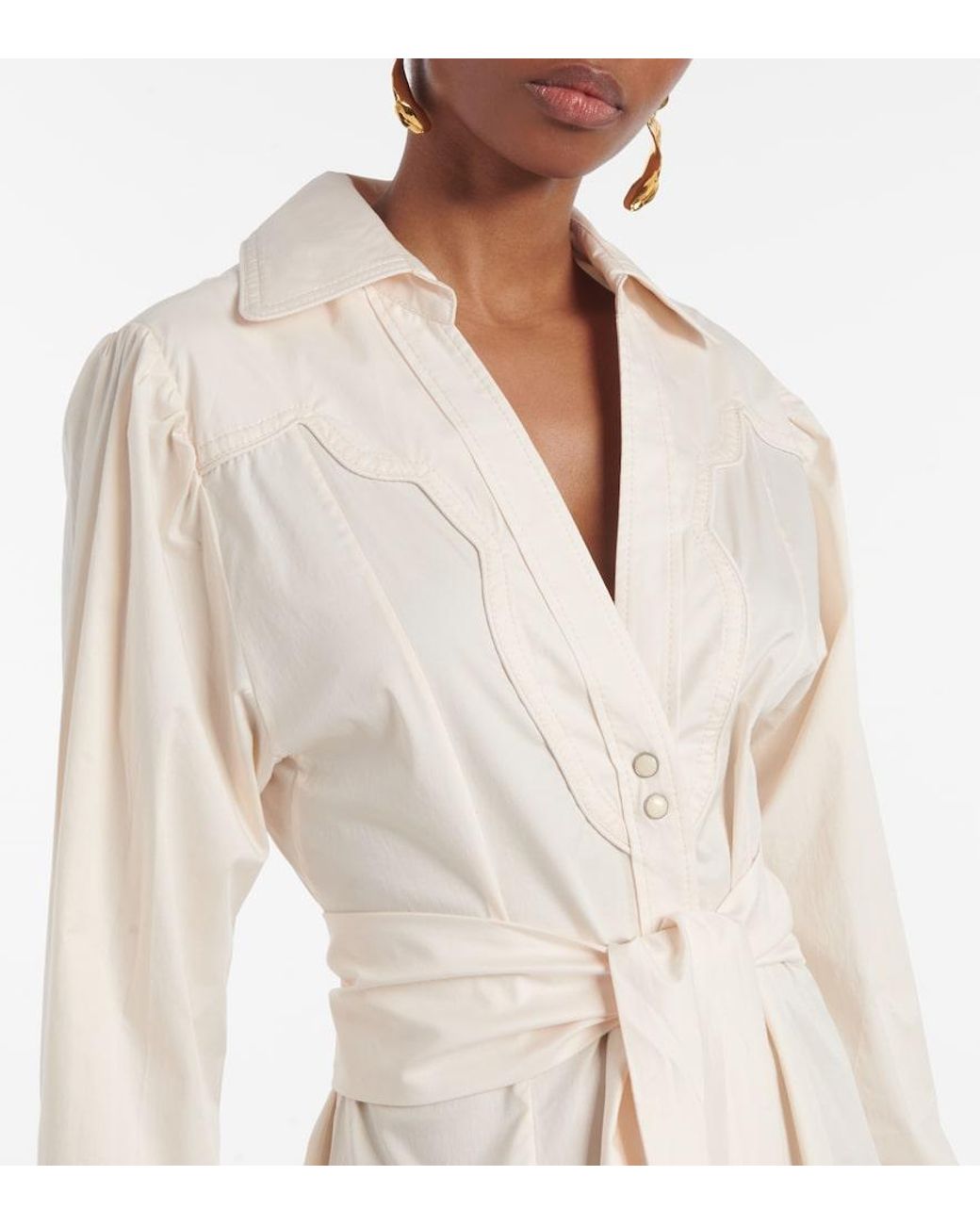 Johanna Ortiz Natural Vela De Cruz Cotton-Blend Poplin Wrap Dress