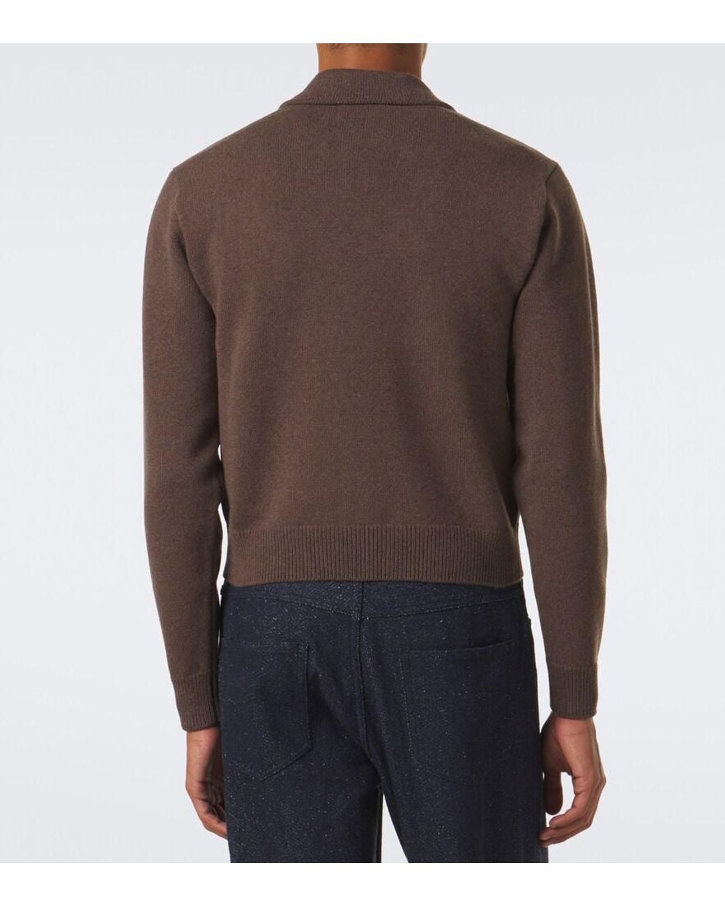 Auralee Brown Wool Cardigan for men