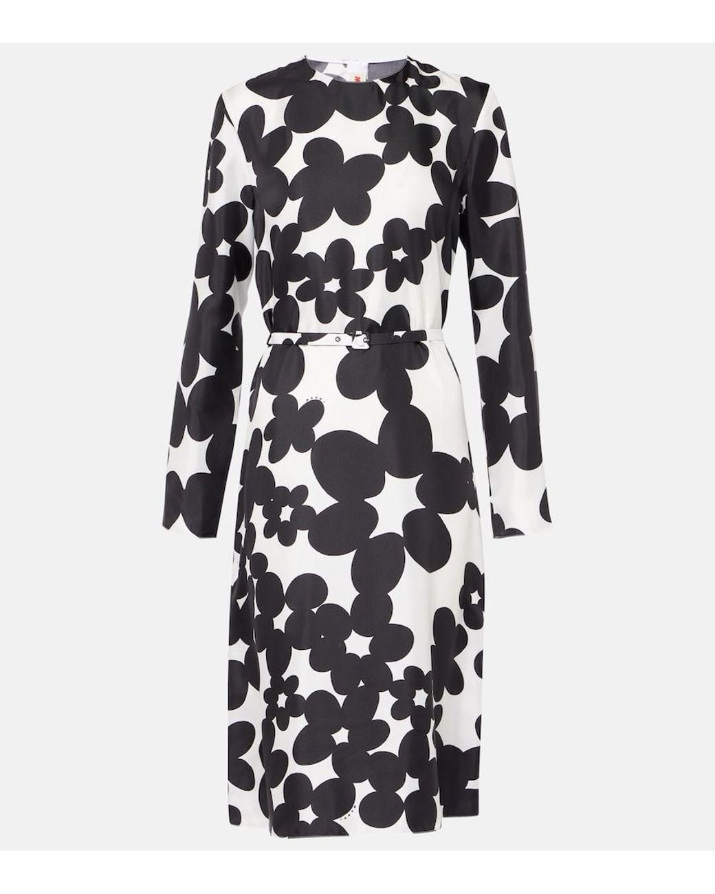 Marni Black Dilles Print Silk Dress