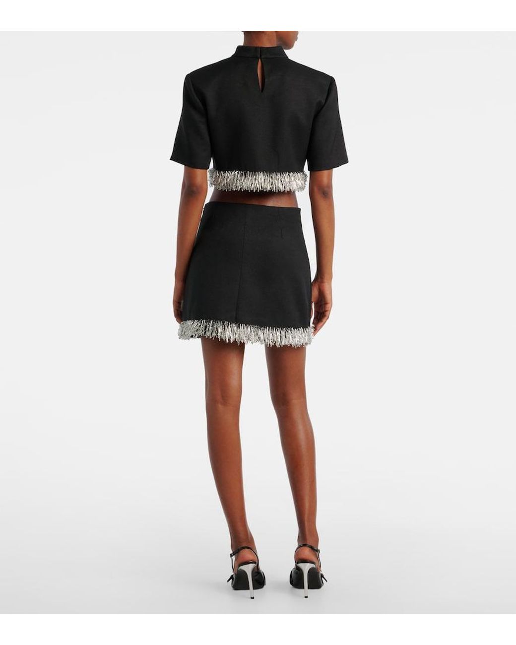 Jonathan Simkhai Black Dua Embellished Miniskirt