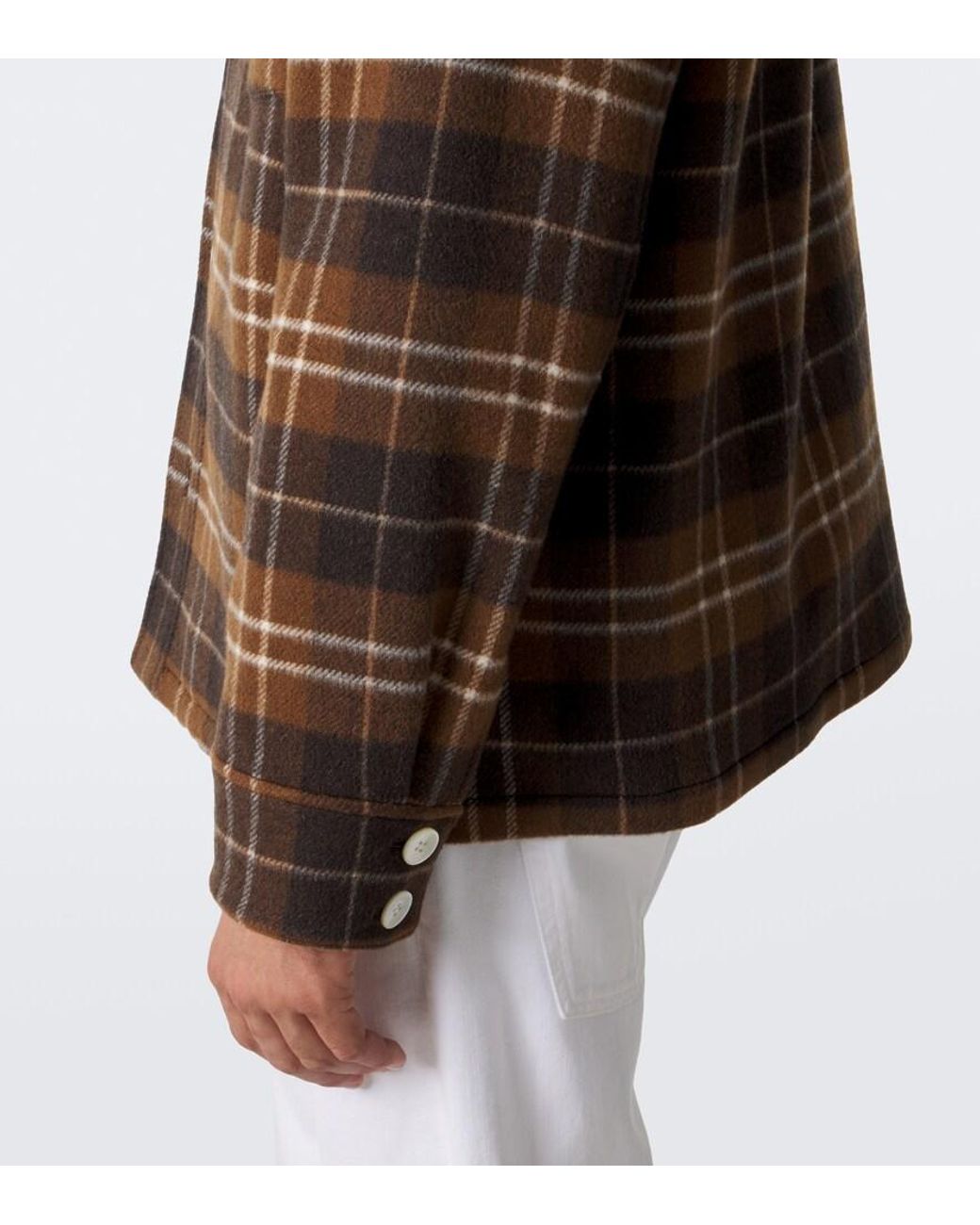 Umit Benan Brown St. Moritz Plaid Cashmere Overshirt for men