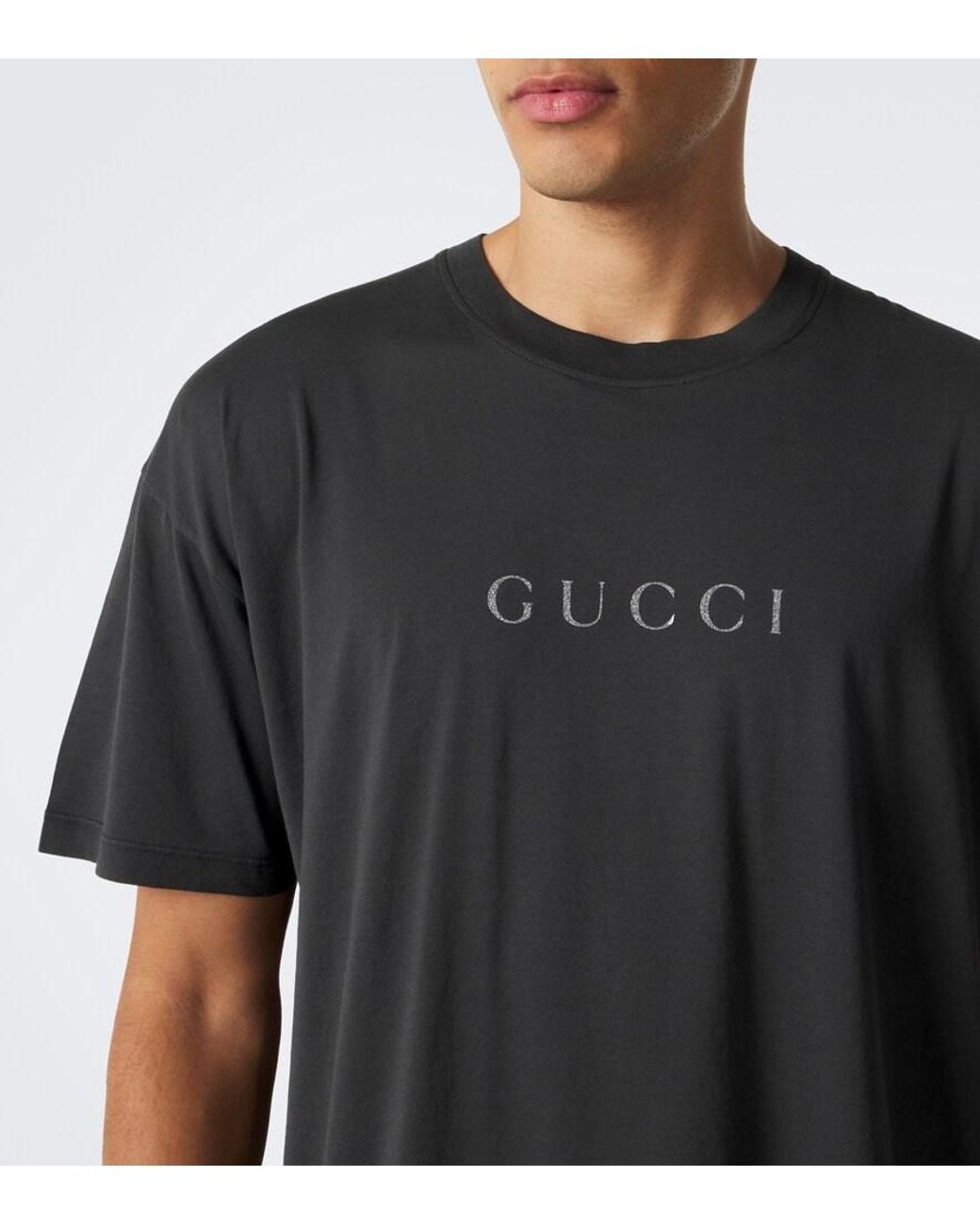 Gucci Black Logo Cotton Jersey T-Shirt for men