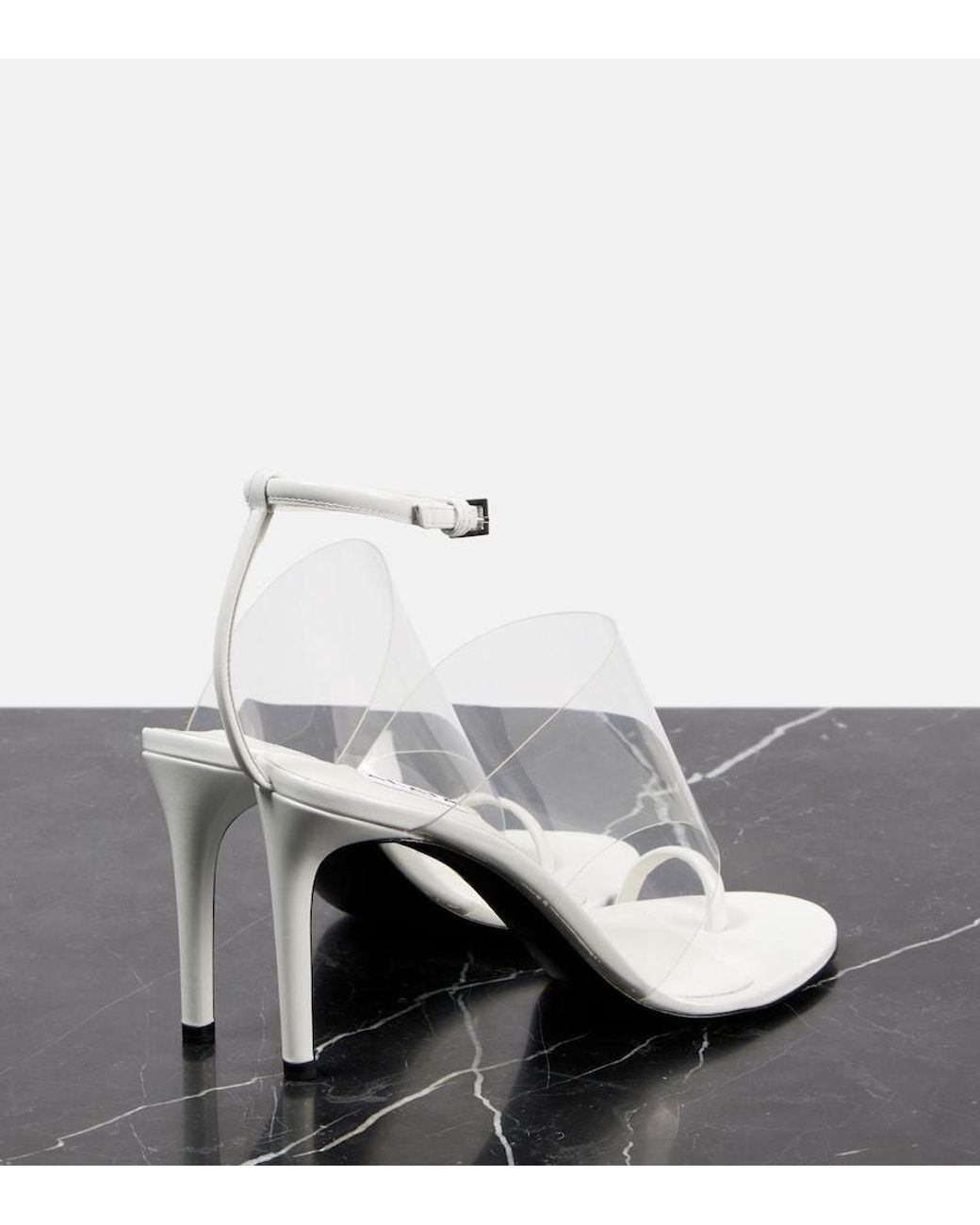 Alaïa White Asymmetric Patent-Leather And Pvc Sandals