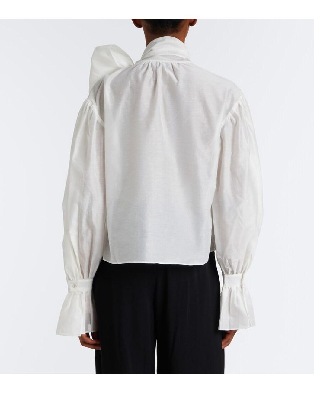 Polo Ralph Lauren White Tie-Detail Cotton And Silk Organdy Blouse