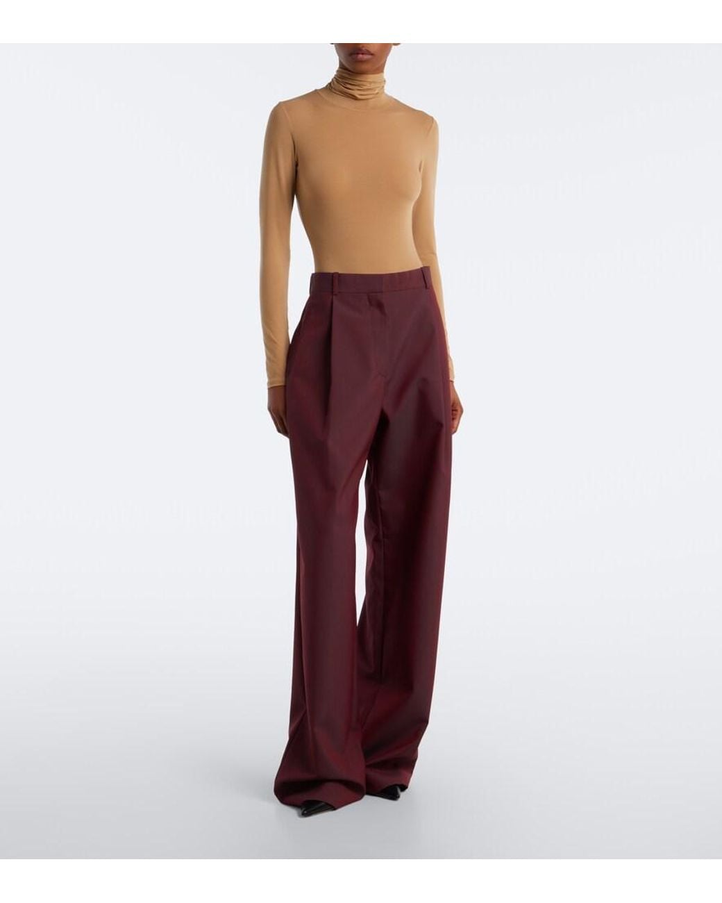 The Row Red Lowe Pleated Virgin Wool Straight Pants