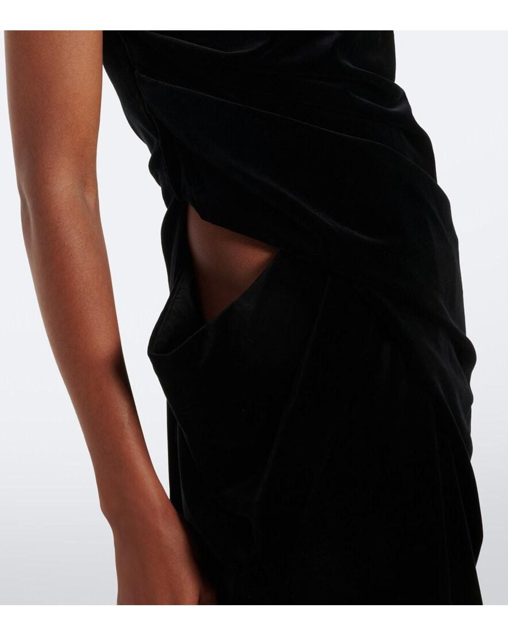 Khaite Black Marou Cutout Cotton Velvet Bustier Gown