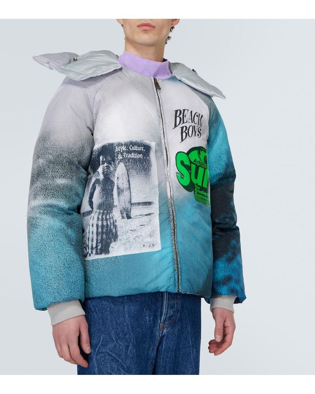 ERL Blue Printed Puffer Jacket for men