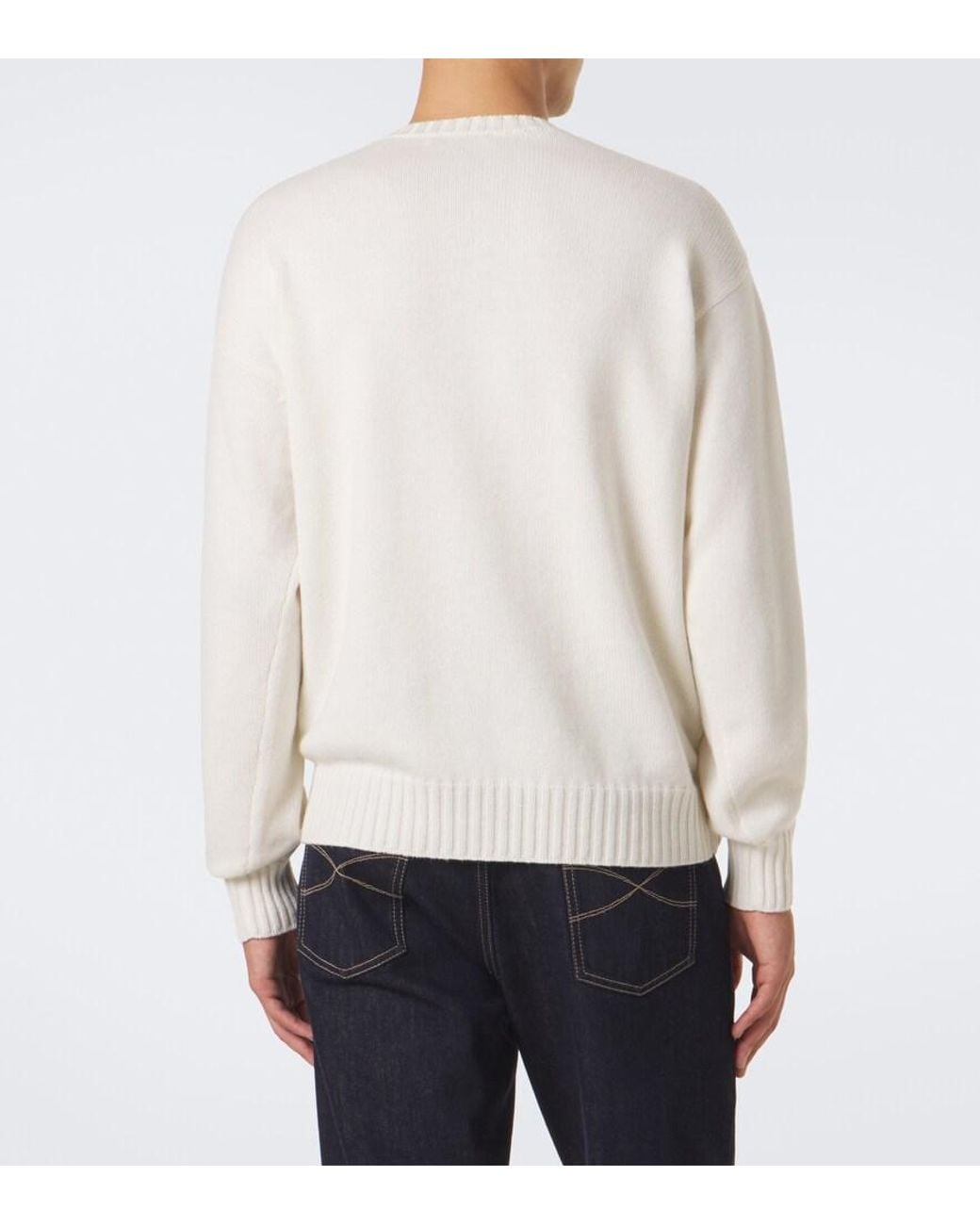 Brunello Cucinelli White Cashmere Sweater for men