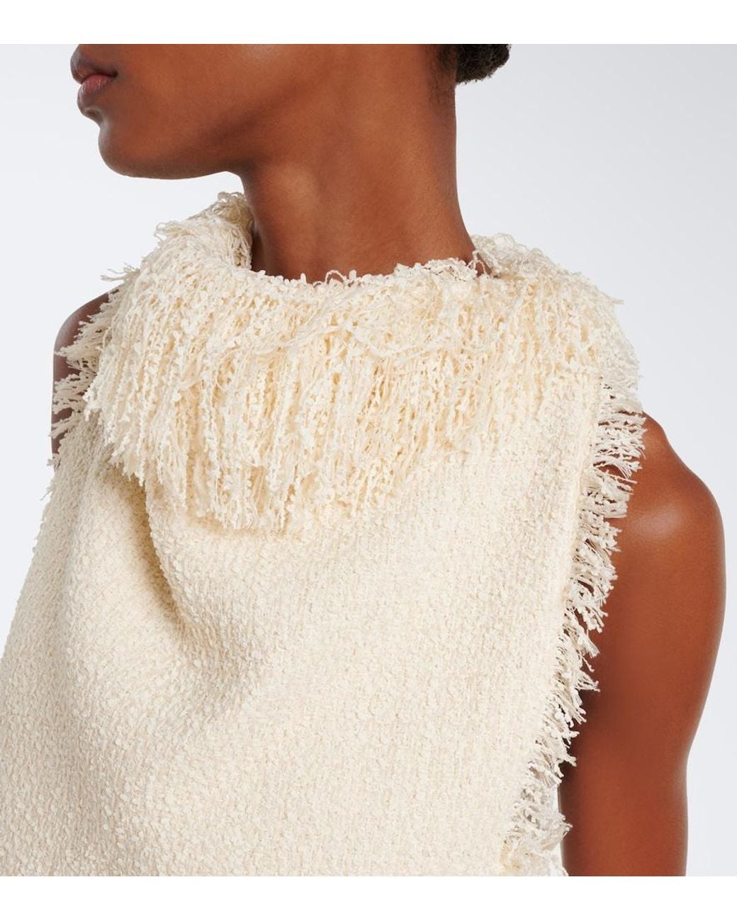 Rohe Natural Fringed Boucle Top