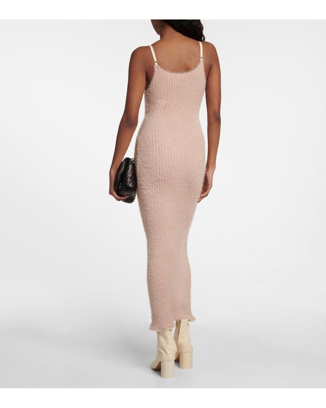 MM6 by Maison Margiela White Ribbed-Knit Midi Dress