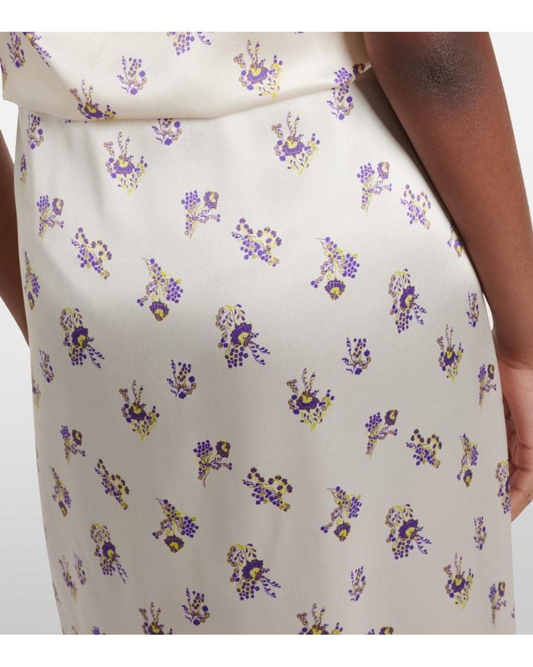 Dorothee Schumacher Natural Shiny Daydream Silk Satin Midi Skirt