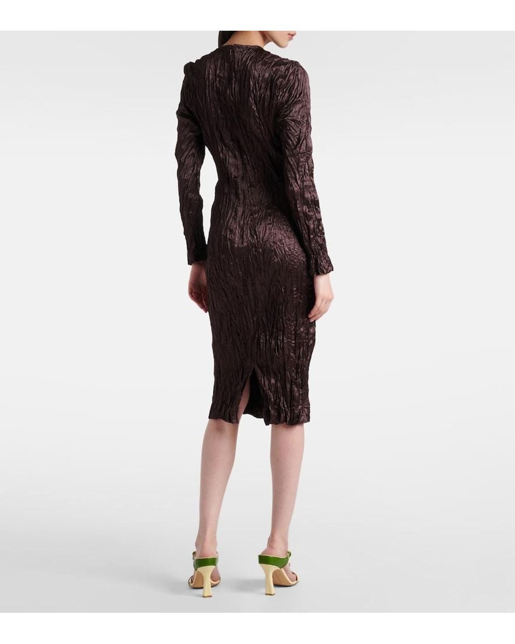 Bottega Veneta Black Satin Midi Dress