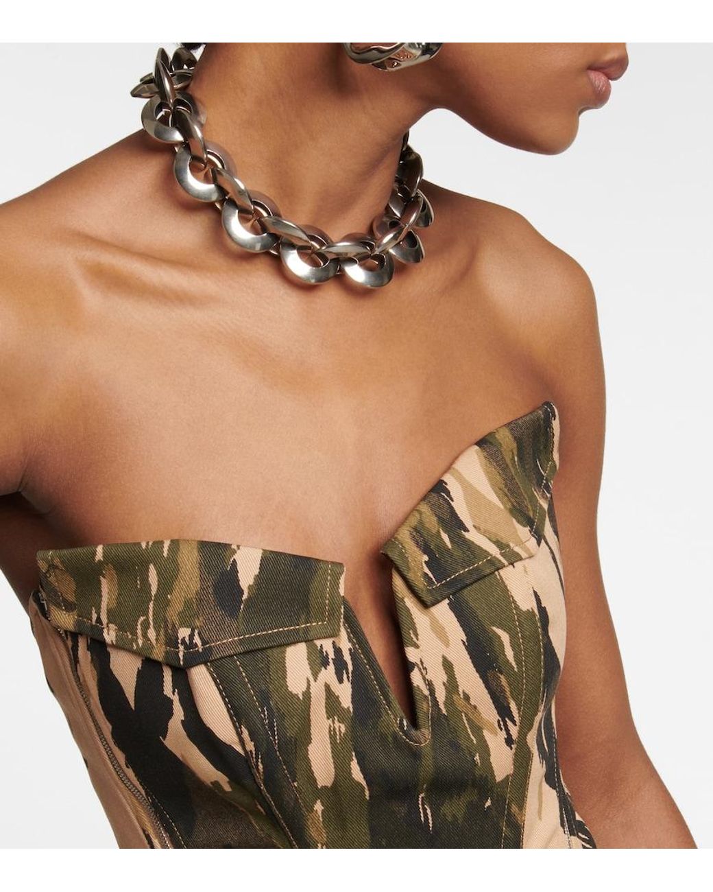 Dion Lee Metallic Printed Twill Corset Top