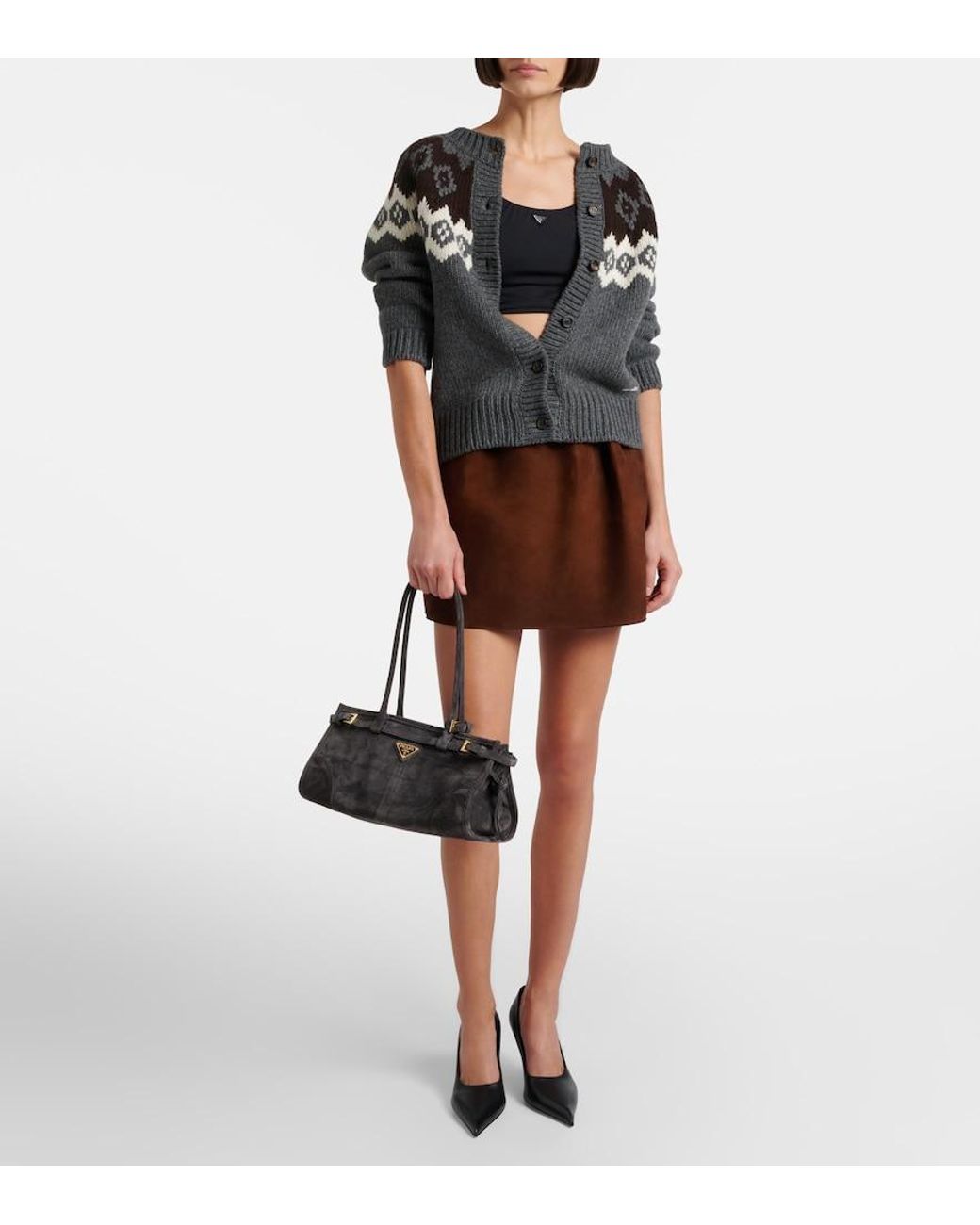 Top Cropped Prada de color Black