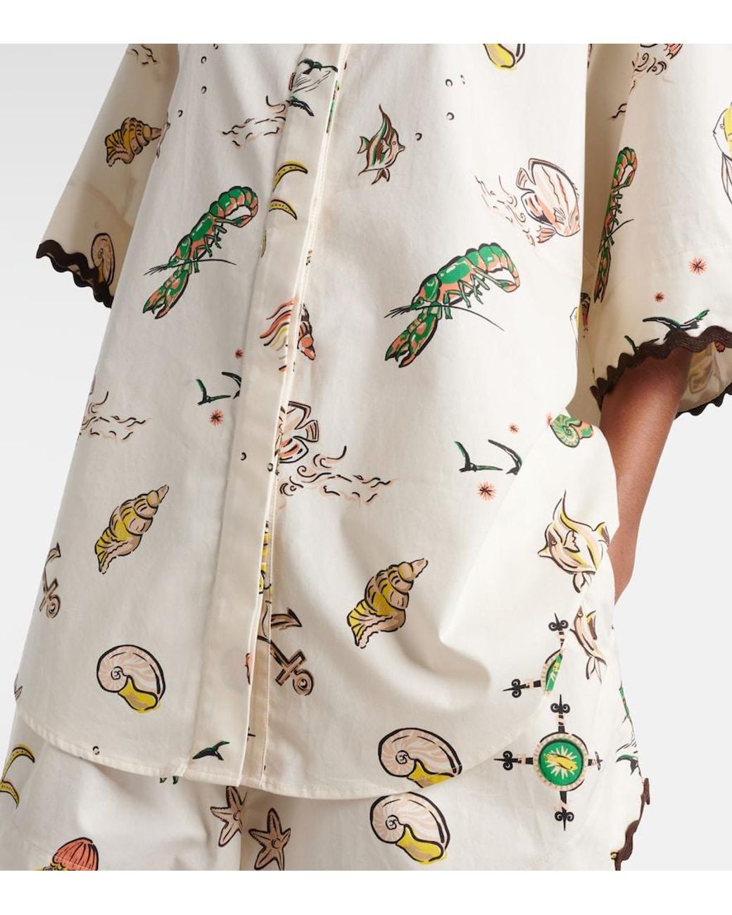 ALÉMAIS Metallic Printed Oversized Cotton Shirt