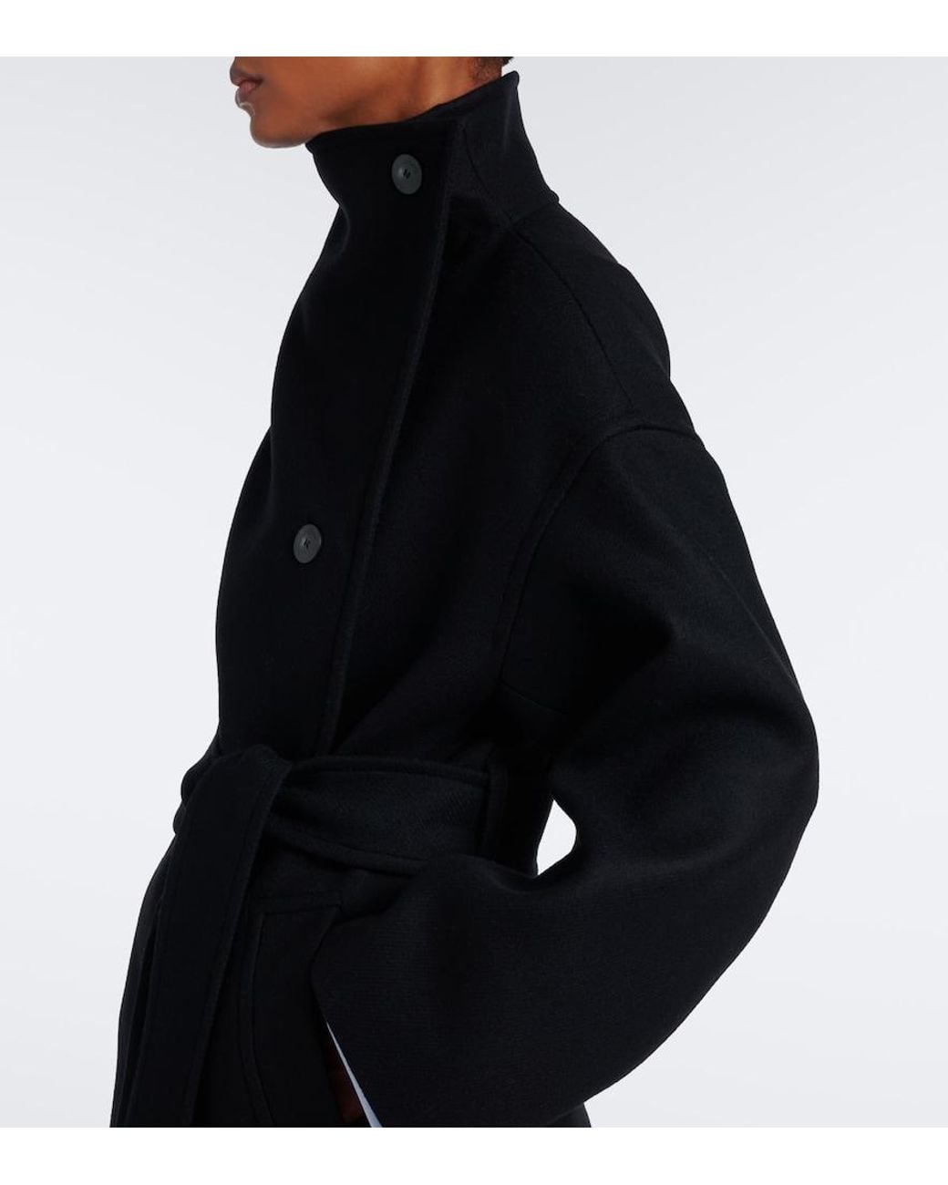 Joseph Black Fiore Wool-Blend Wrap Coat