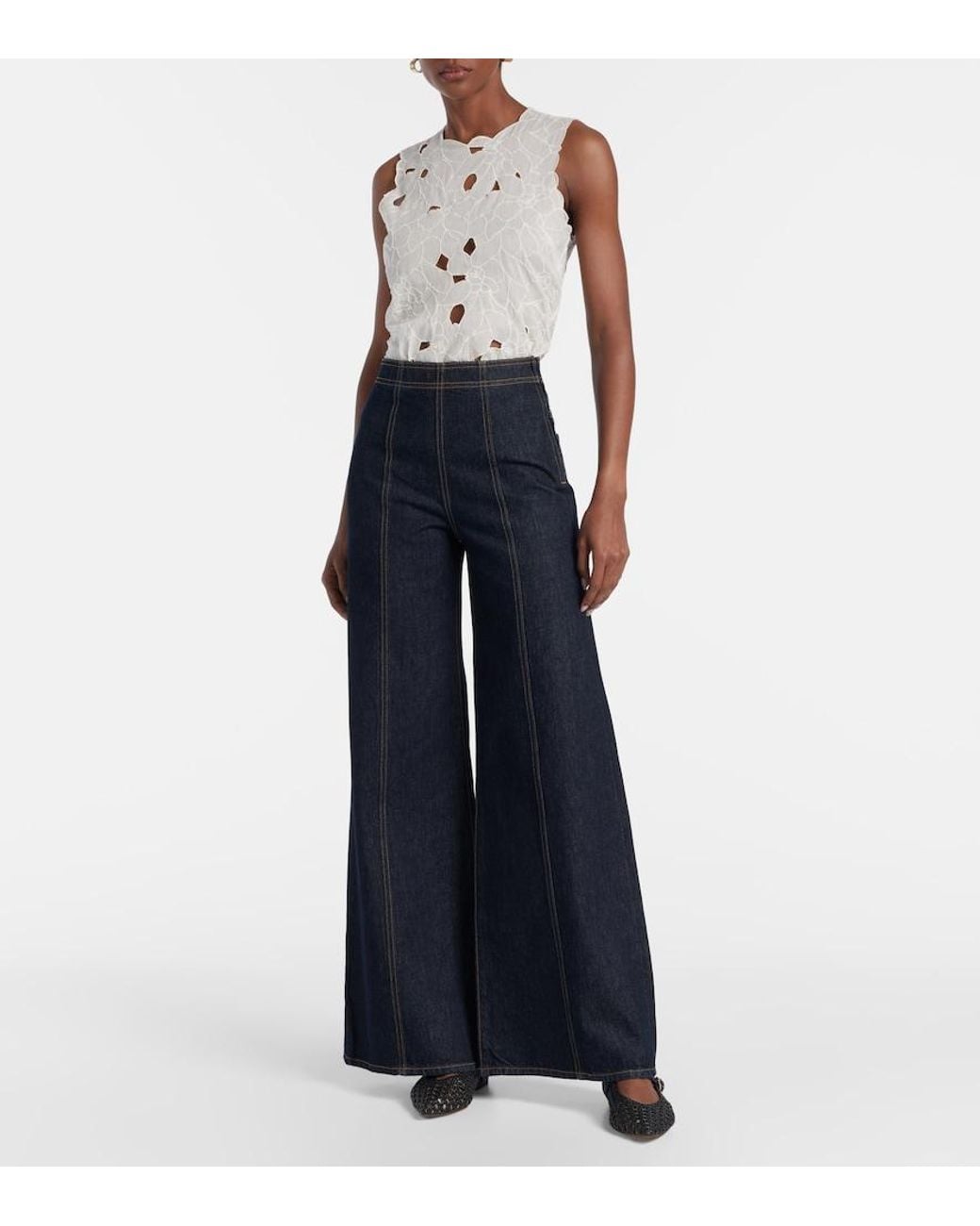 Ulla Johnson Blue Bianca High-Rise Wide-Leg Jeans