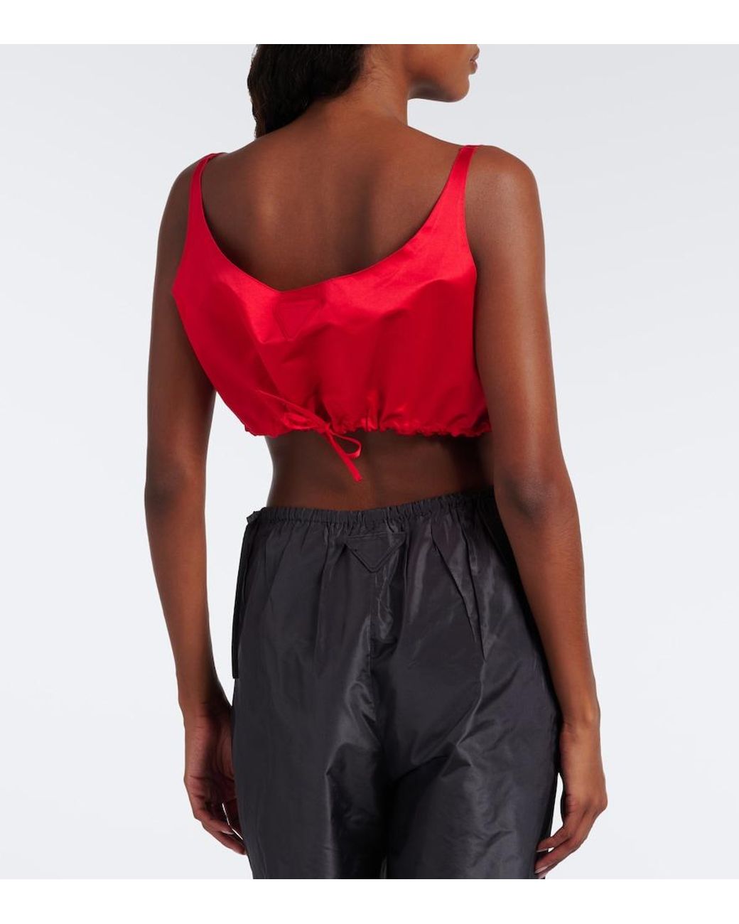 Prada Red Silk Duchesse Crop Top