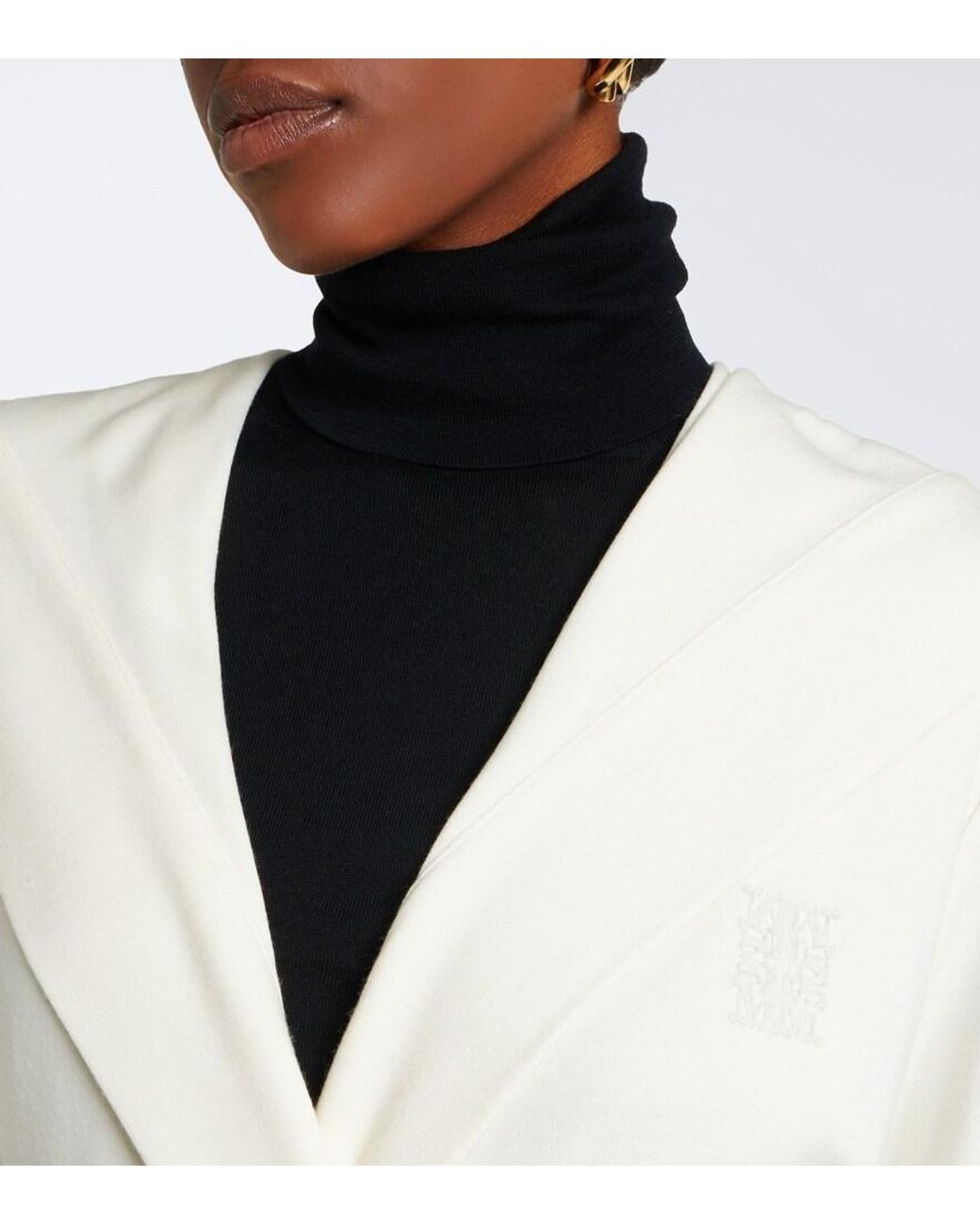 Max Mara Natural Virgin Wool Wrap Coat