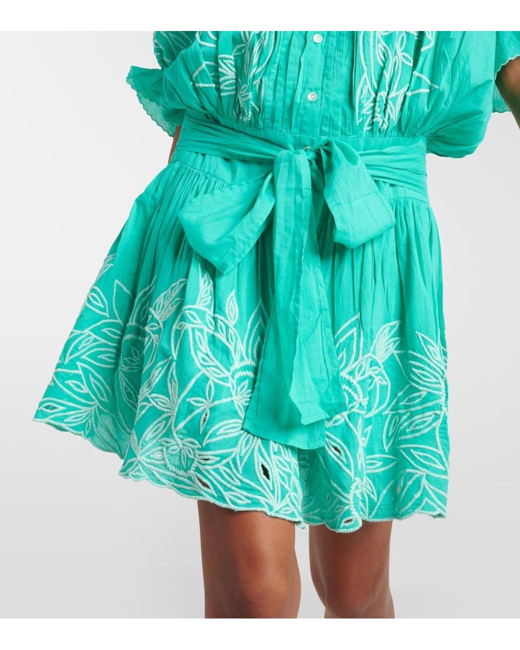 Juliet Dunn Blue Colorblocked Cotton Minidress