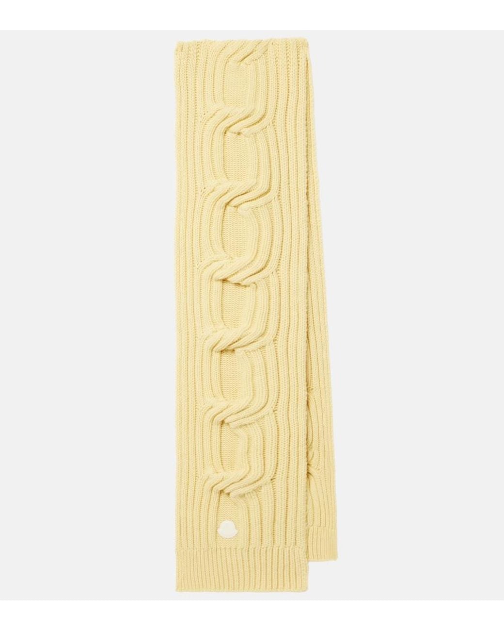 Moncler Yellow Cable-Knit Wool And Cashmere Scarf