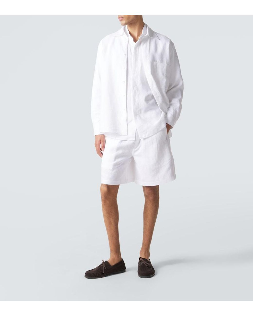 Saman Amel White Linen Shorts for men