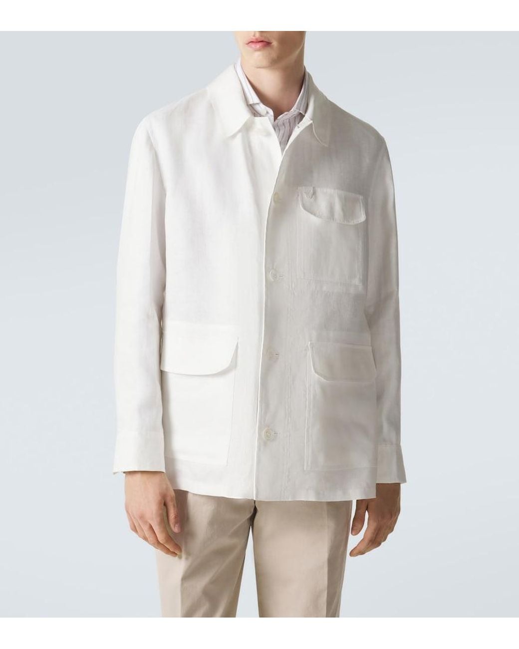 Brioni White Linen And Cotton Jacket for men