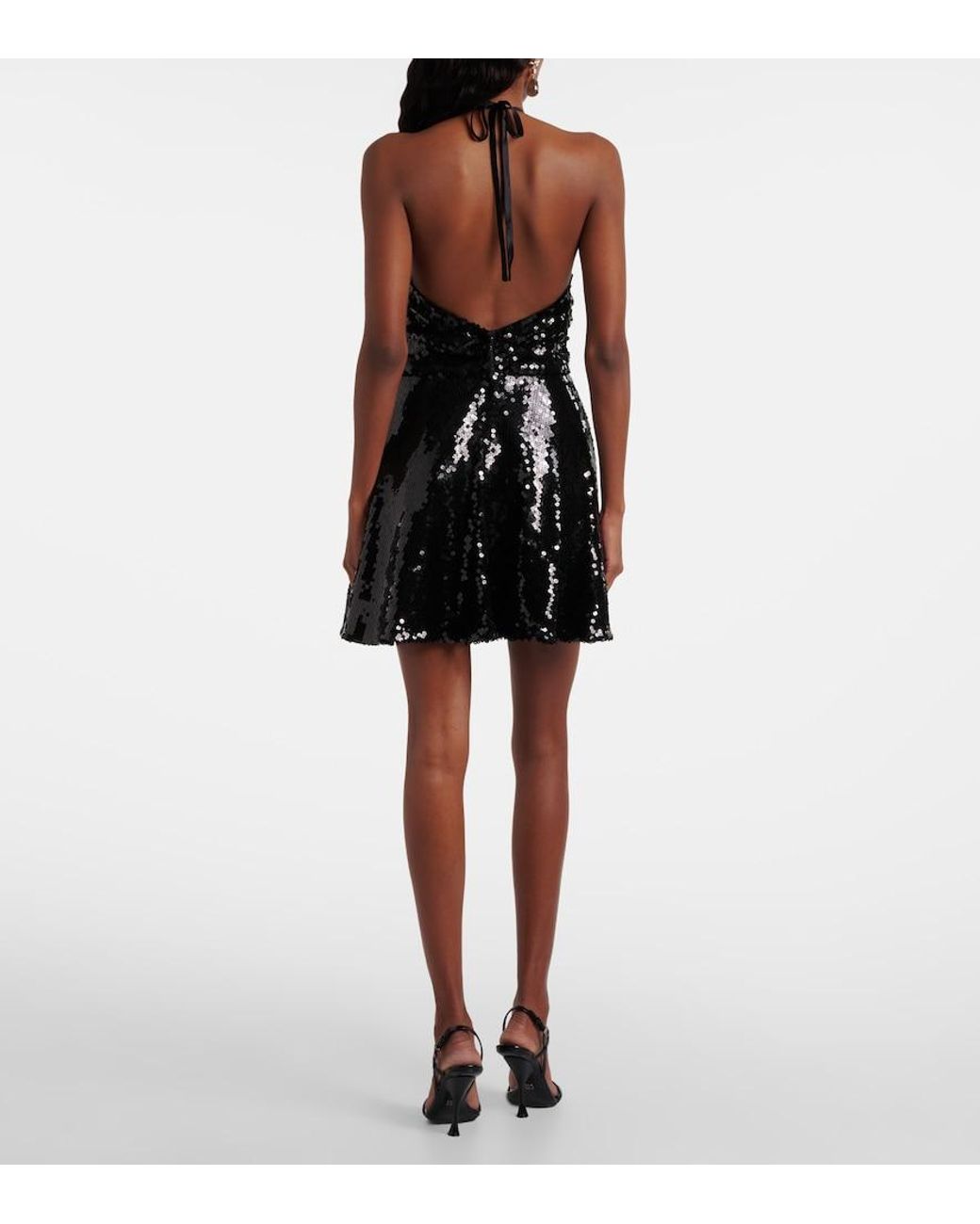 Dolce & Gabbana Black Sequined Halterneck Minidress