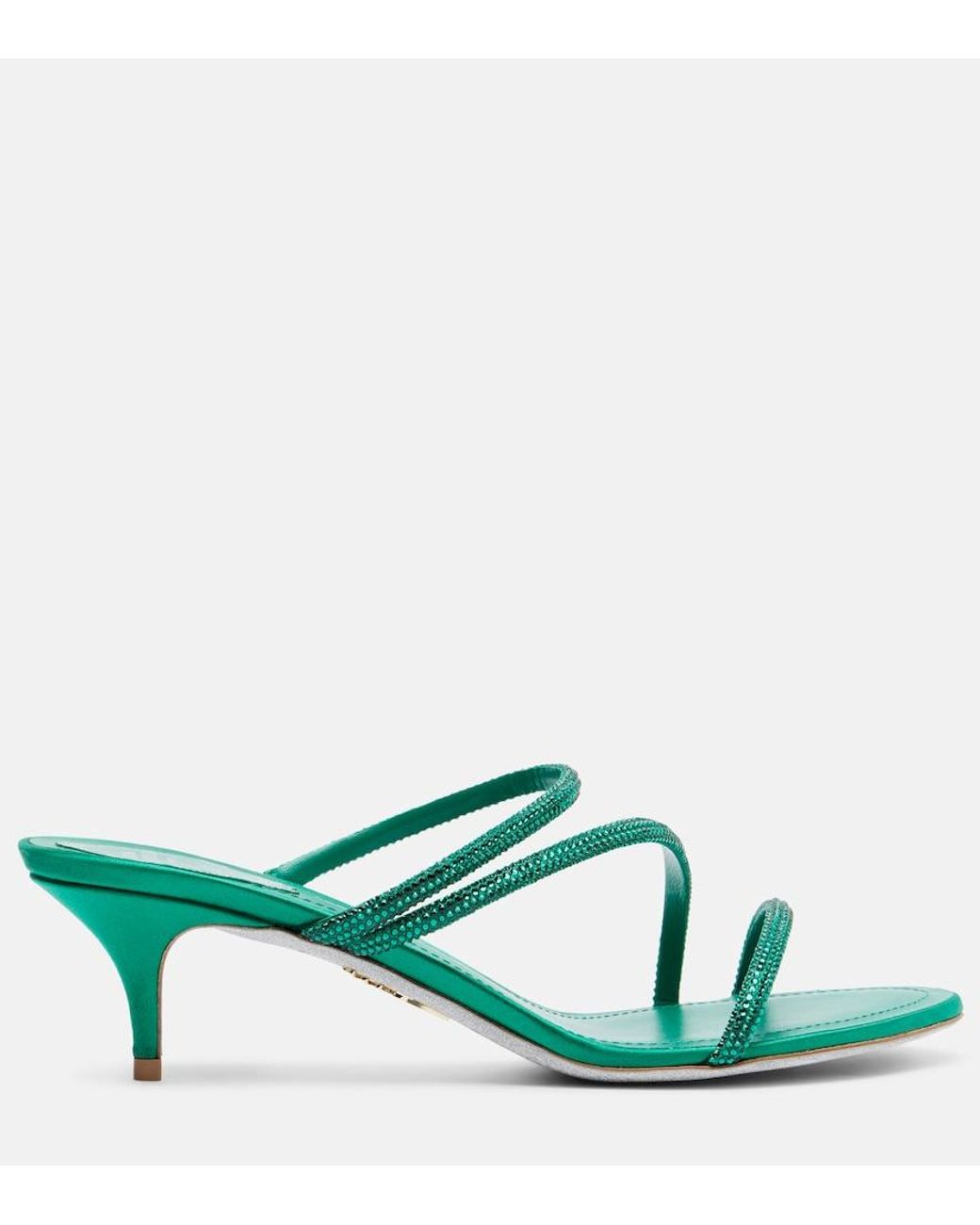 Rene Caovilla Green Crystal-Embellished Sandals