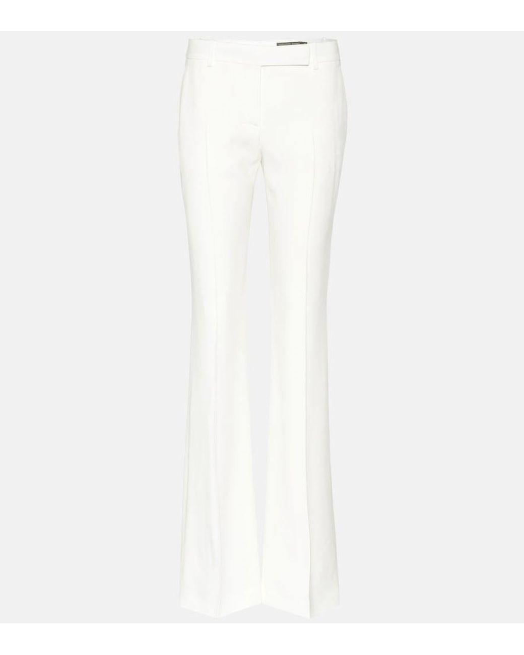 McQueen White Flared Mid-rise Crepe Trousers