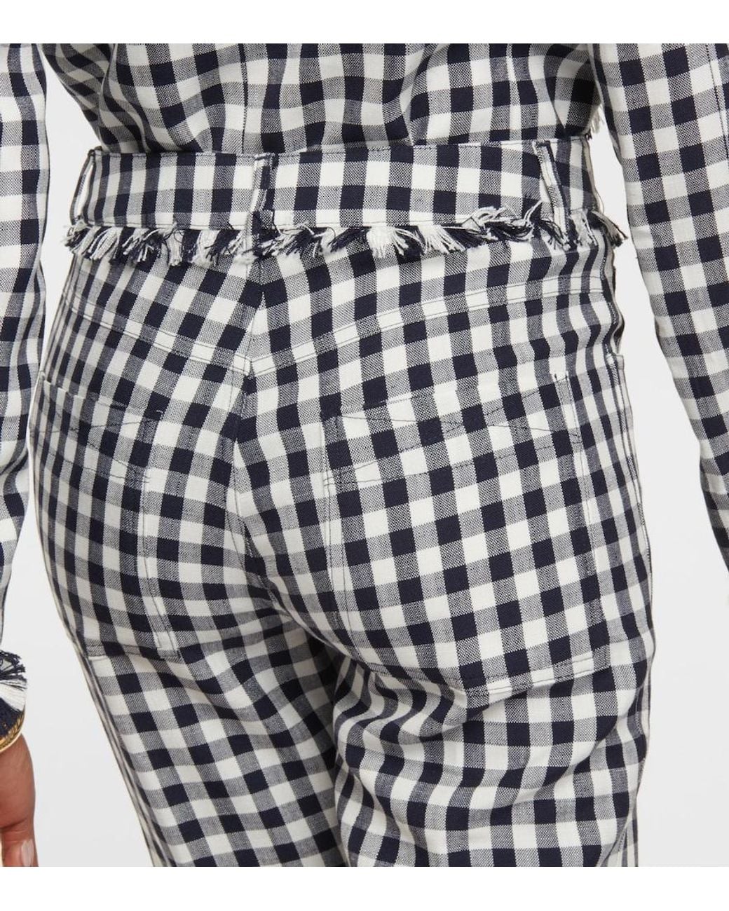 Etro White Gingham Flared Pants