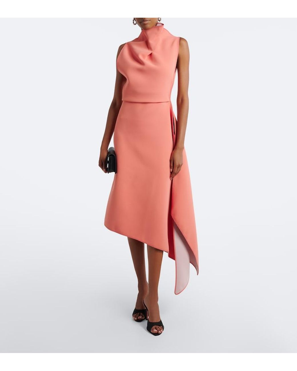 Maticevski Pink Lash Draped Asymmetric Midi Dress