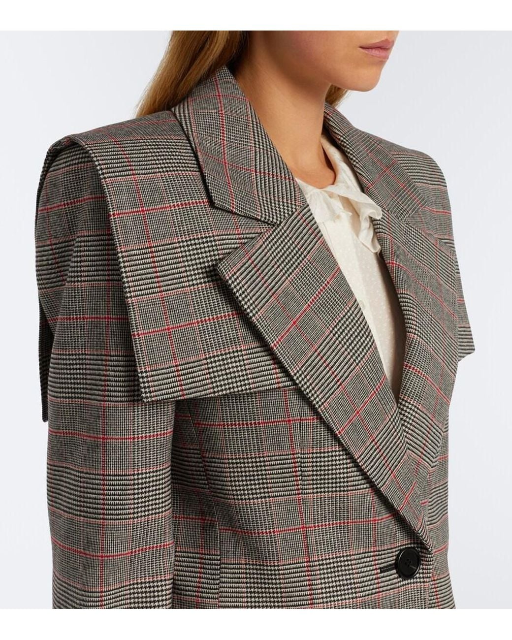 Chloé Gray Prince Of Wales Check Wool-Blend Jacket