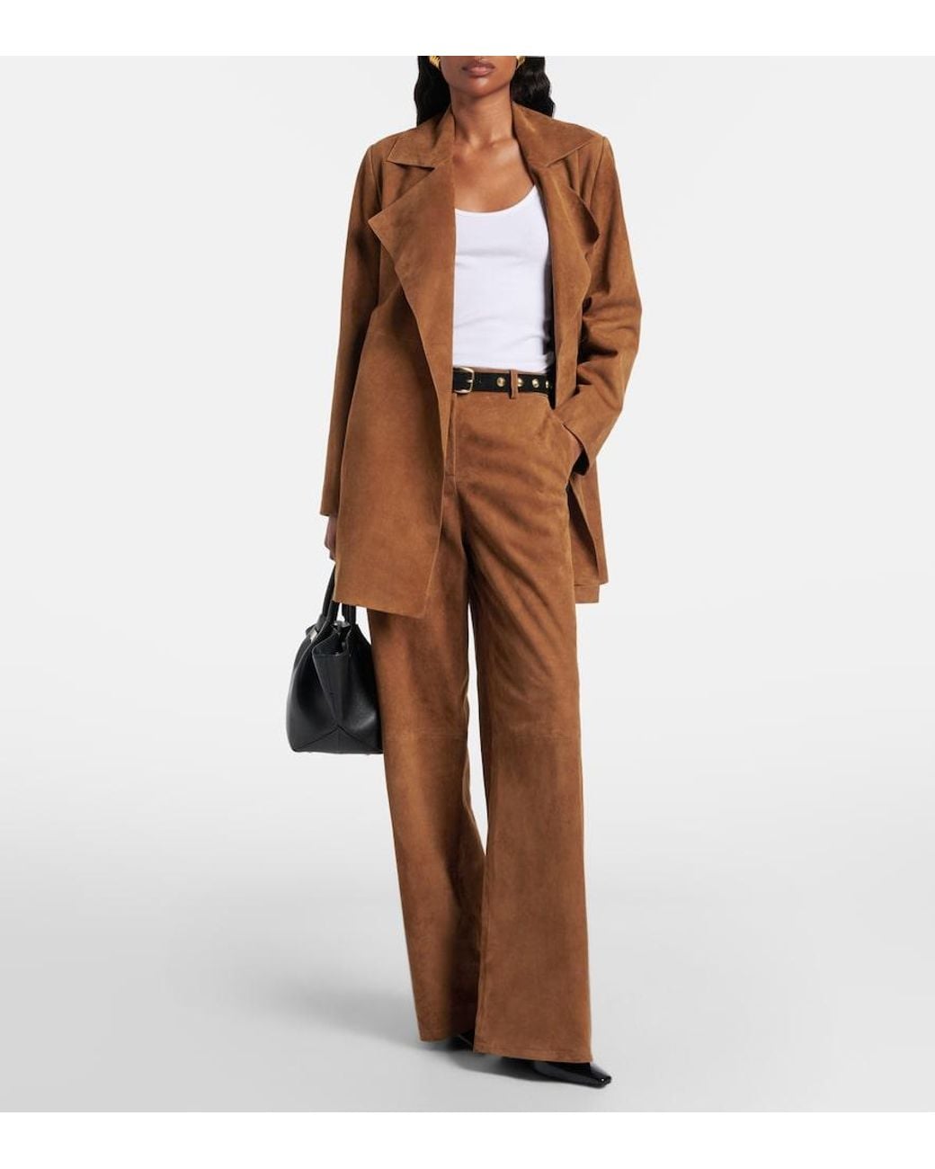 Nour Hammour Brown Kerry Suede Coat