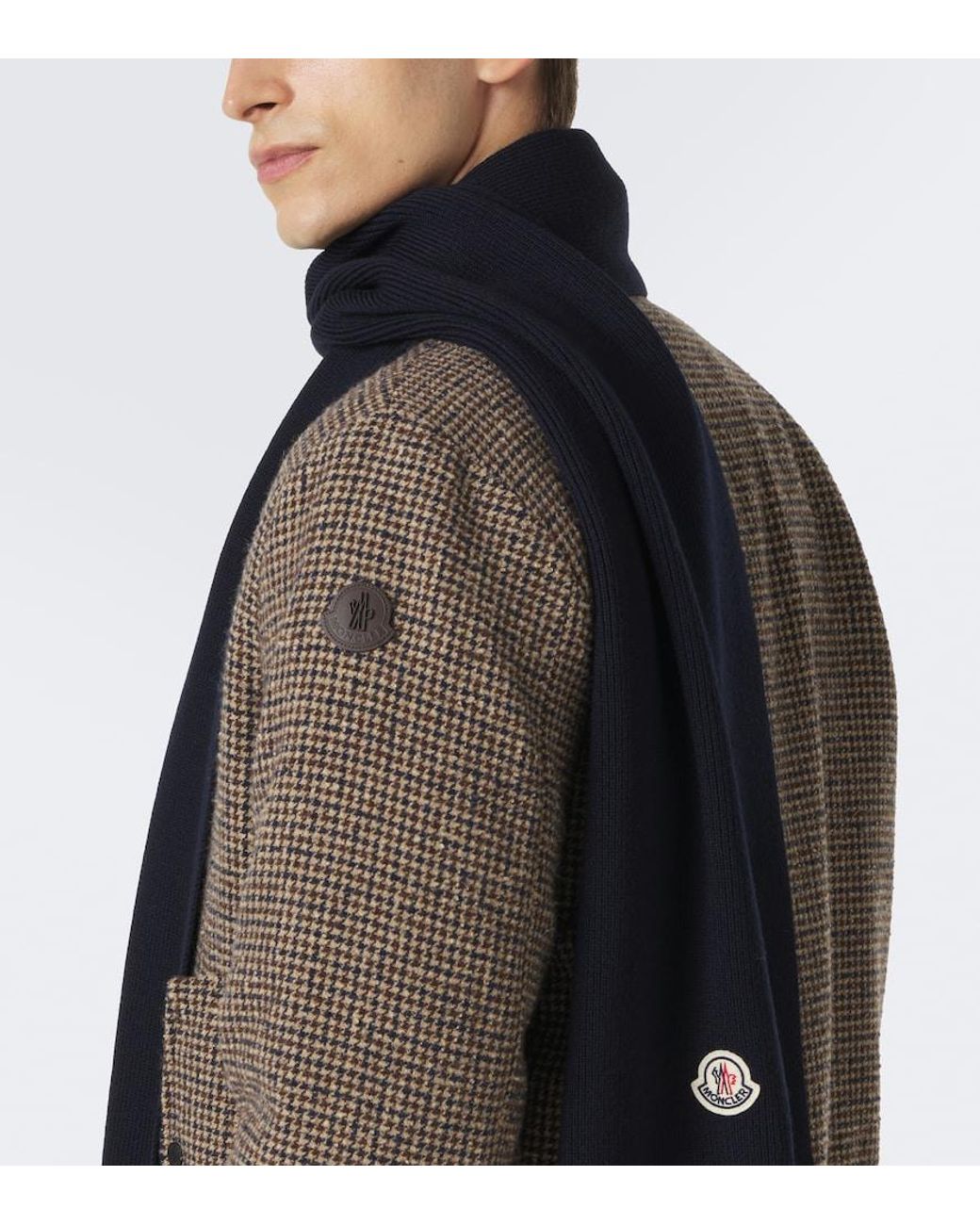 Moncler Black Virgin Wool Scarf for men