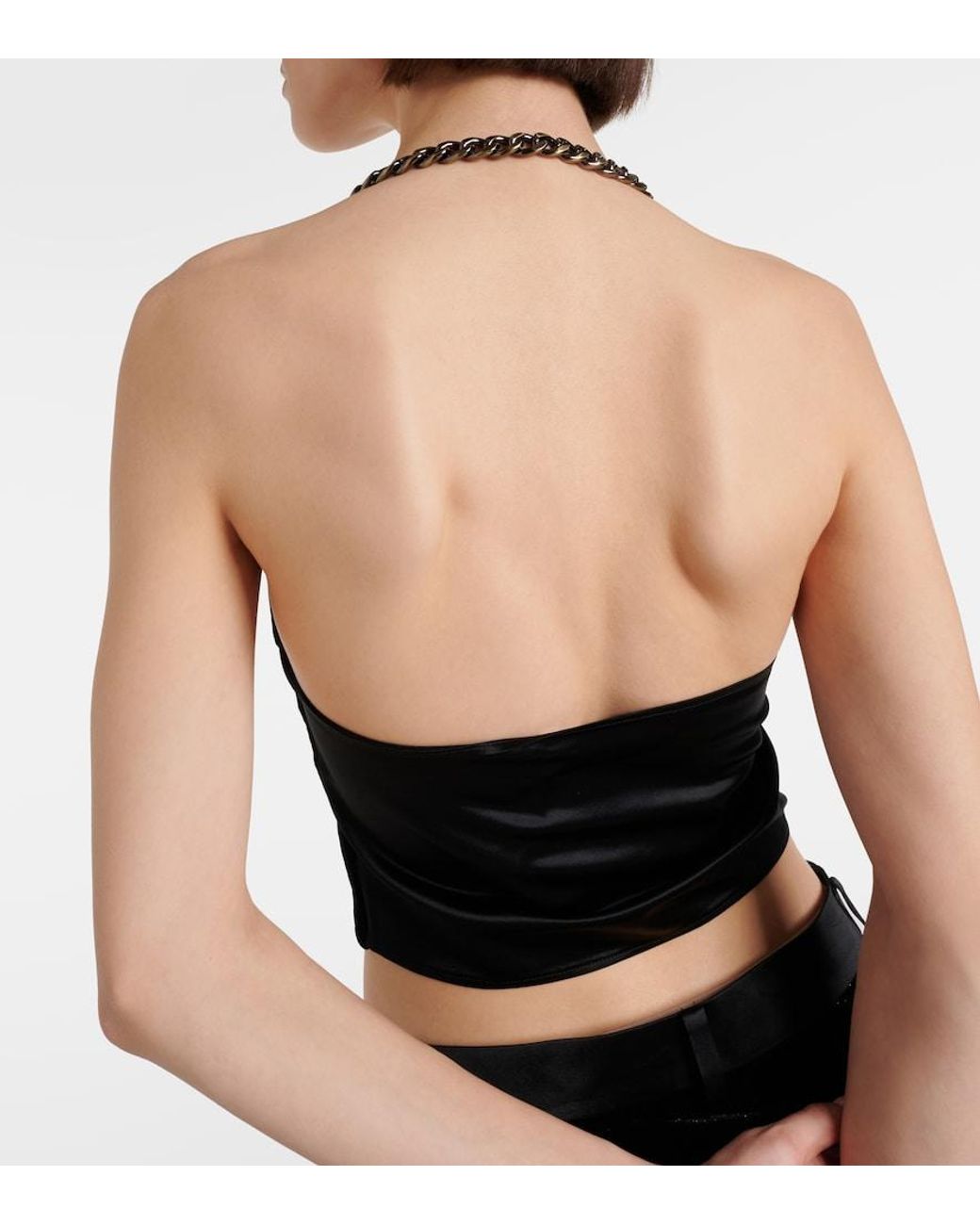 DIDU Black Chain-Detail Velvet Vest