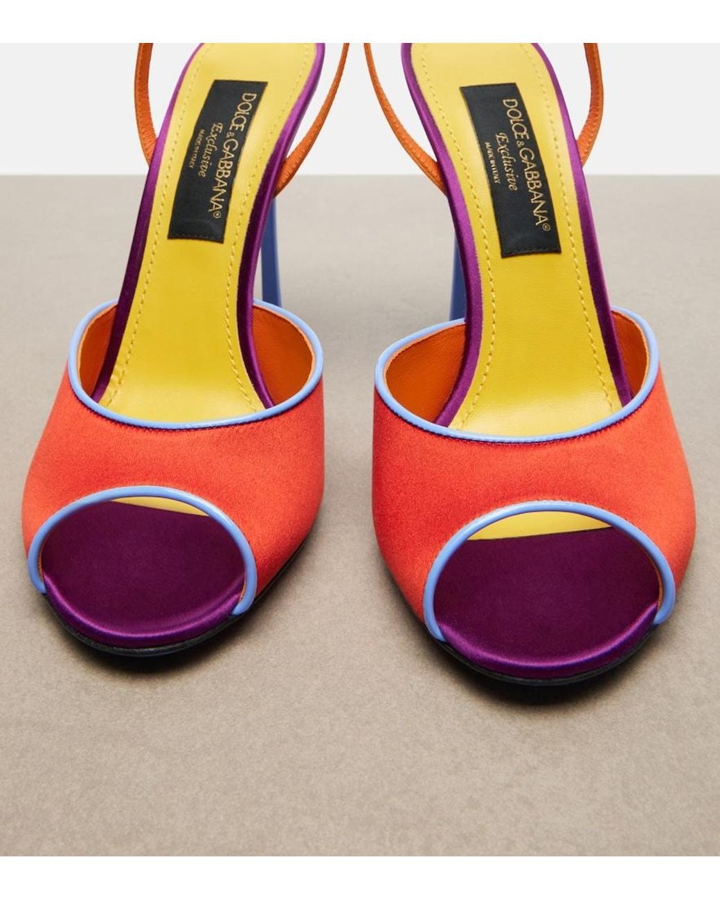 Dolce & Gabbana Red Keira Satin Slingback Sandals