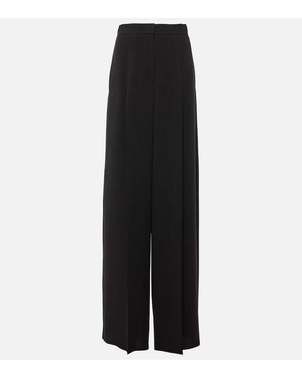 Max Mara Black Pleated Cady Wide-Leg Pants