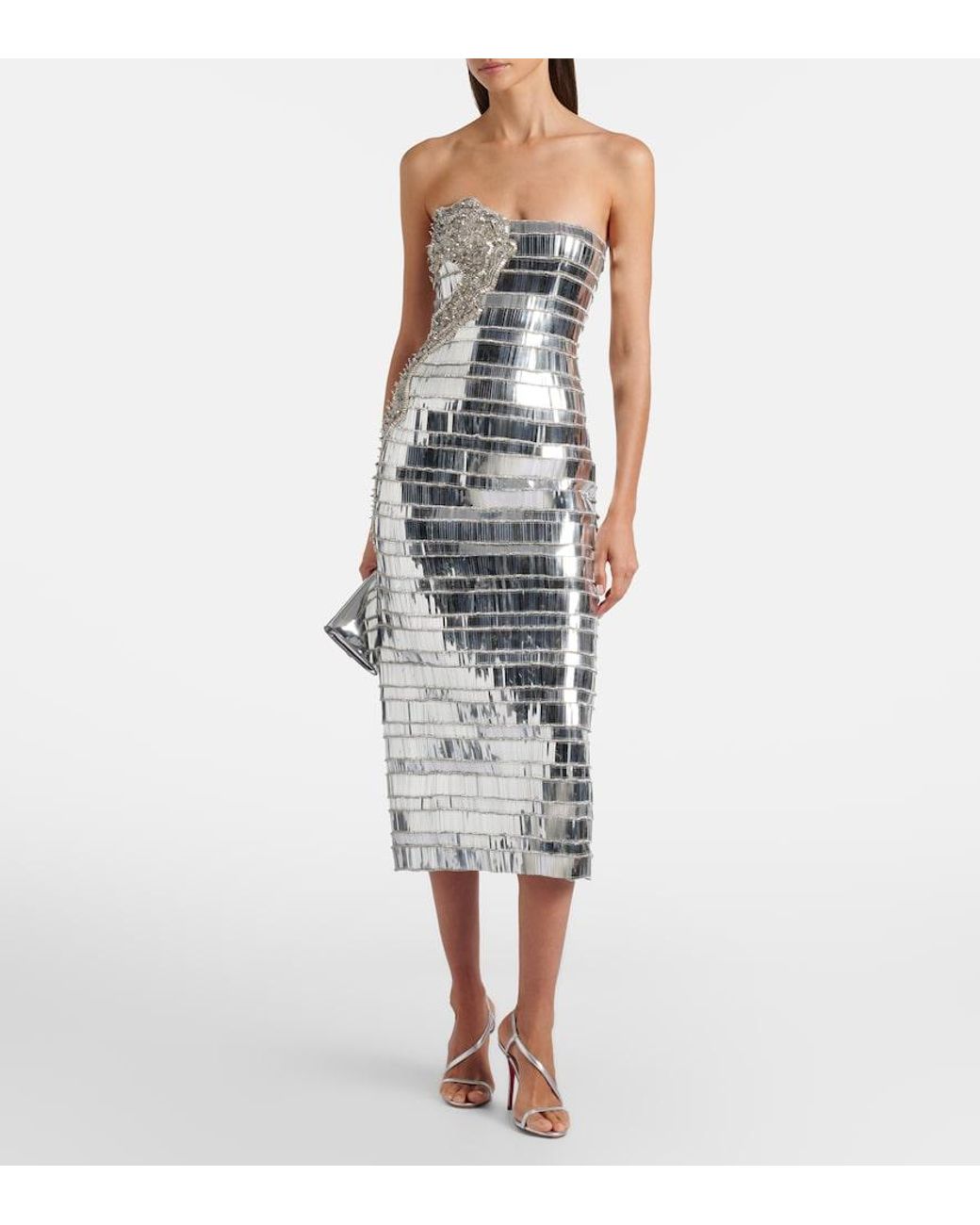 Rachel Gilbert Metallic Ariel Embellished Bustier Gown