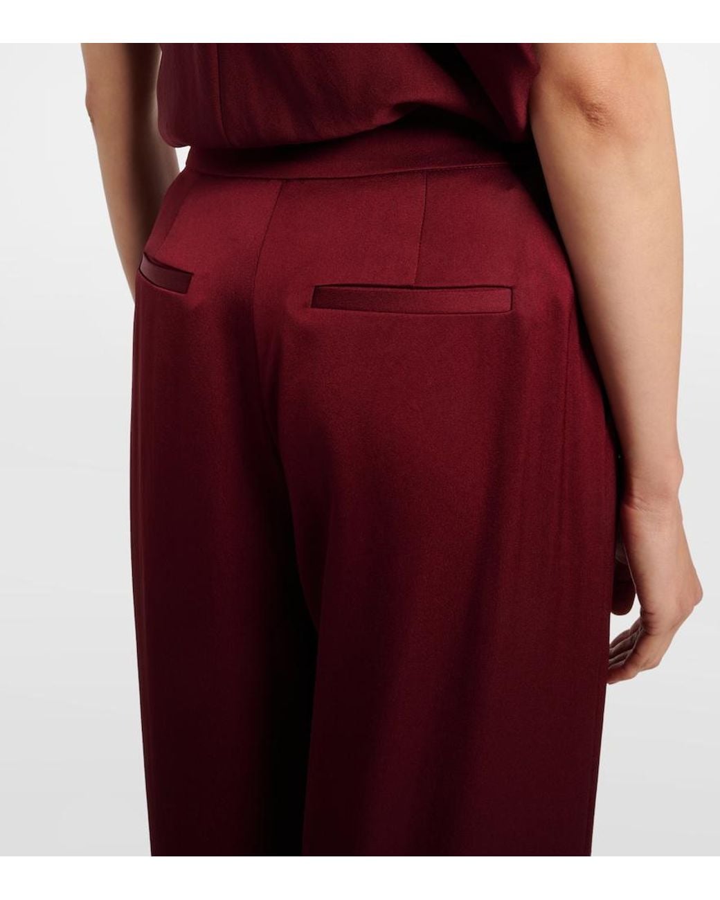 Jonathan Simkhai Red Kyra Satin Wide-Leg Pants