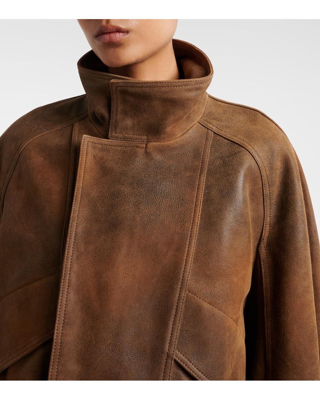 Nour Hammour Brown Ariste Leather Jacket